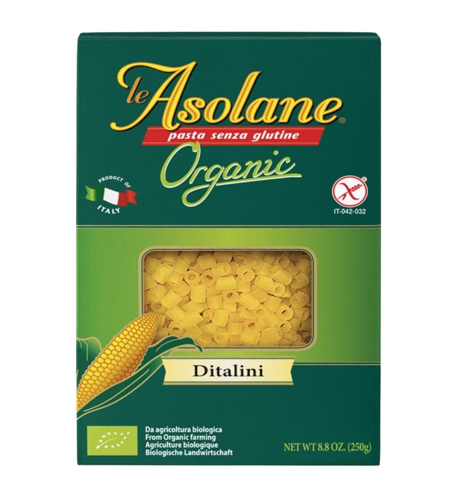 Le Asolane Certified Organic Gluten Free Ditalini Pasta - Premium Italian Gourmet Pasta made from Corn Flour - 8.8 oz (1 Pack) - Buy Online on GoSupps.com