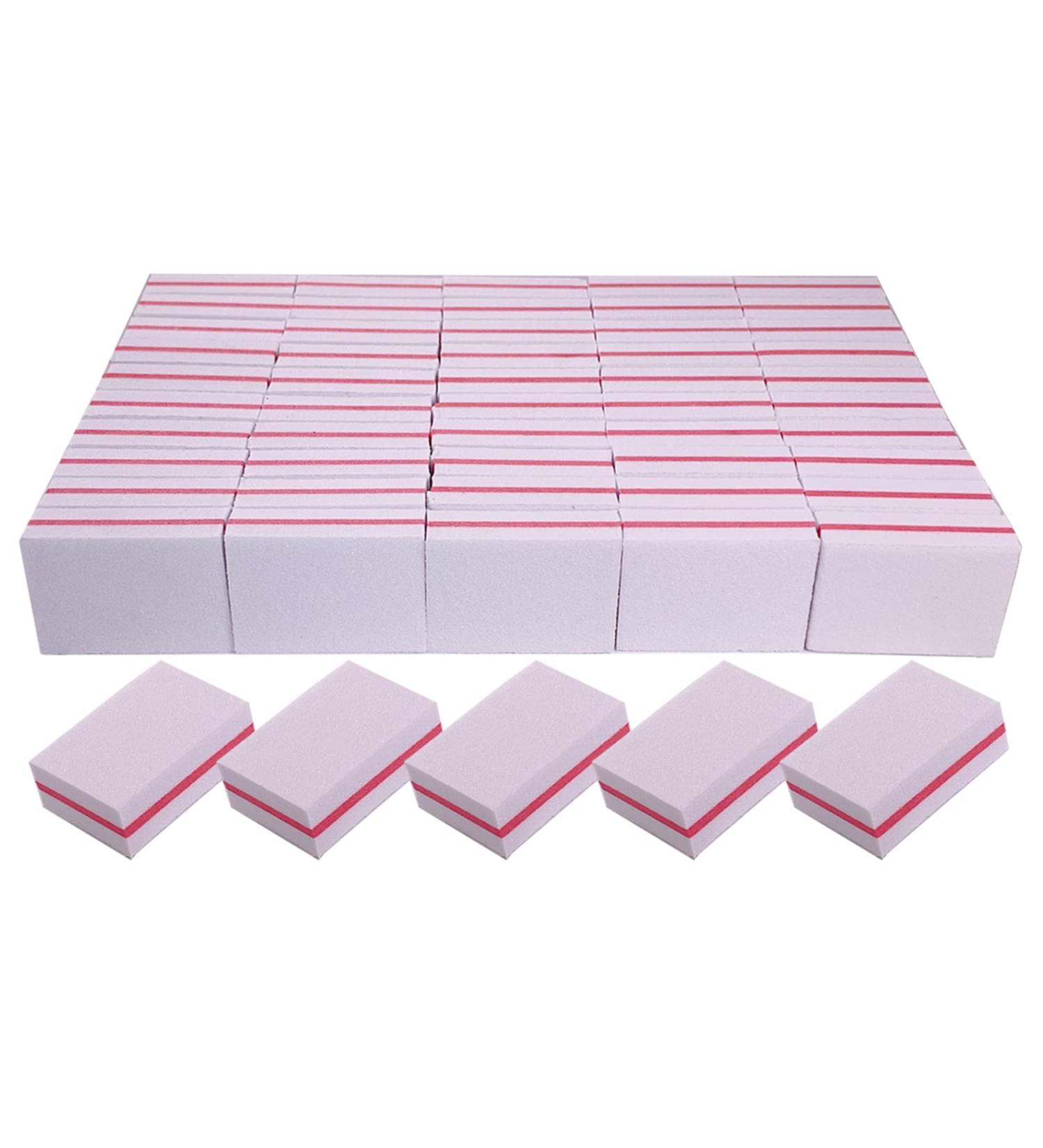 Mini Nail Buffer Blocks (50 Pack) for Acrylic and Natural Nails - 100/180 Grit Bulk Buffing Blocks for Professional Manicure - White - Buy Online on GoSupps.com