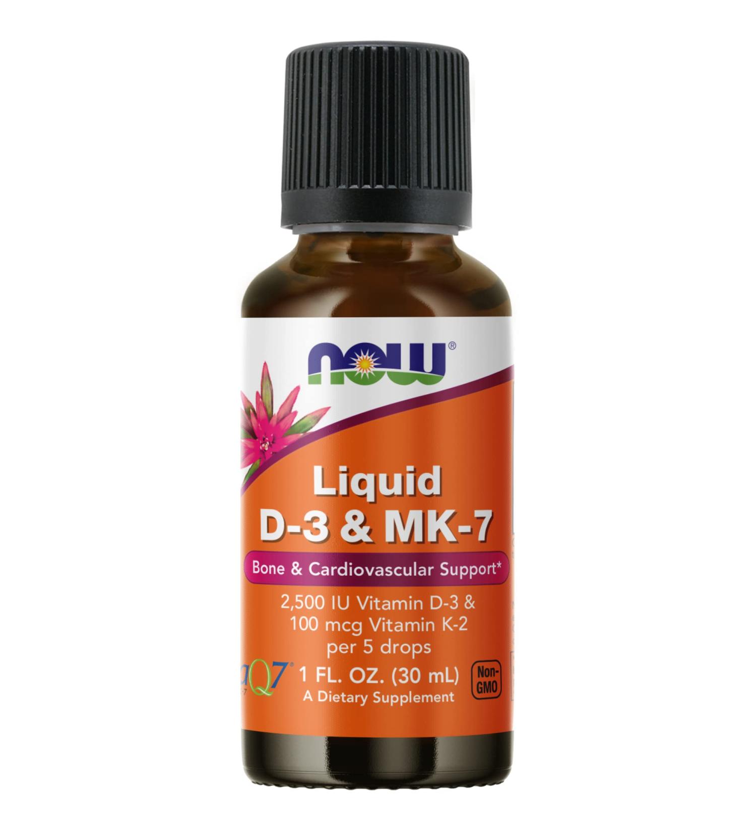 Now Foods Liquid D-3 & MK-7 1 fl oz - Supports Immune Health & Bone Strength - Buy Online on GoSupps.com