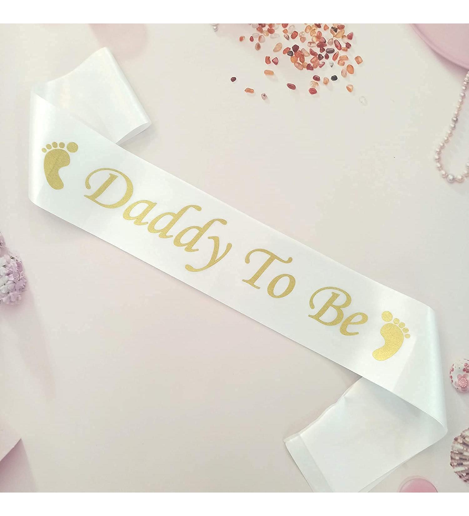 Dad To Be Gender Reveal Father To BeDaddy to Be Sash - Classy Baby Shower Sash For Dad To Be (White w/Gold Lettering) - Buy Online on GoSupps.com