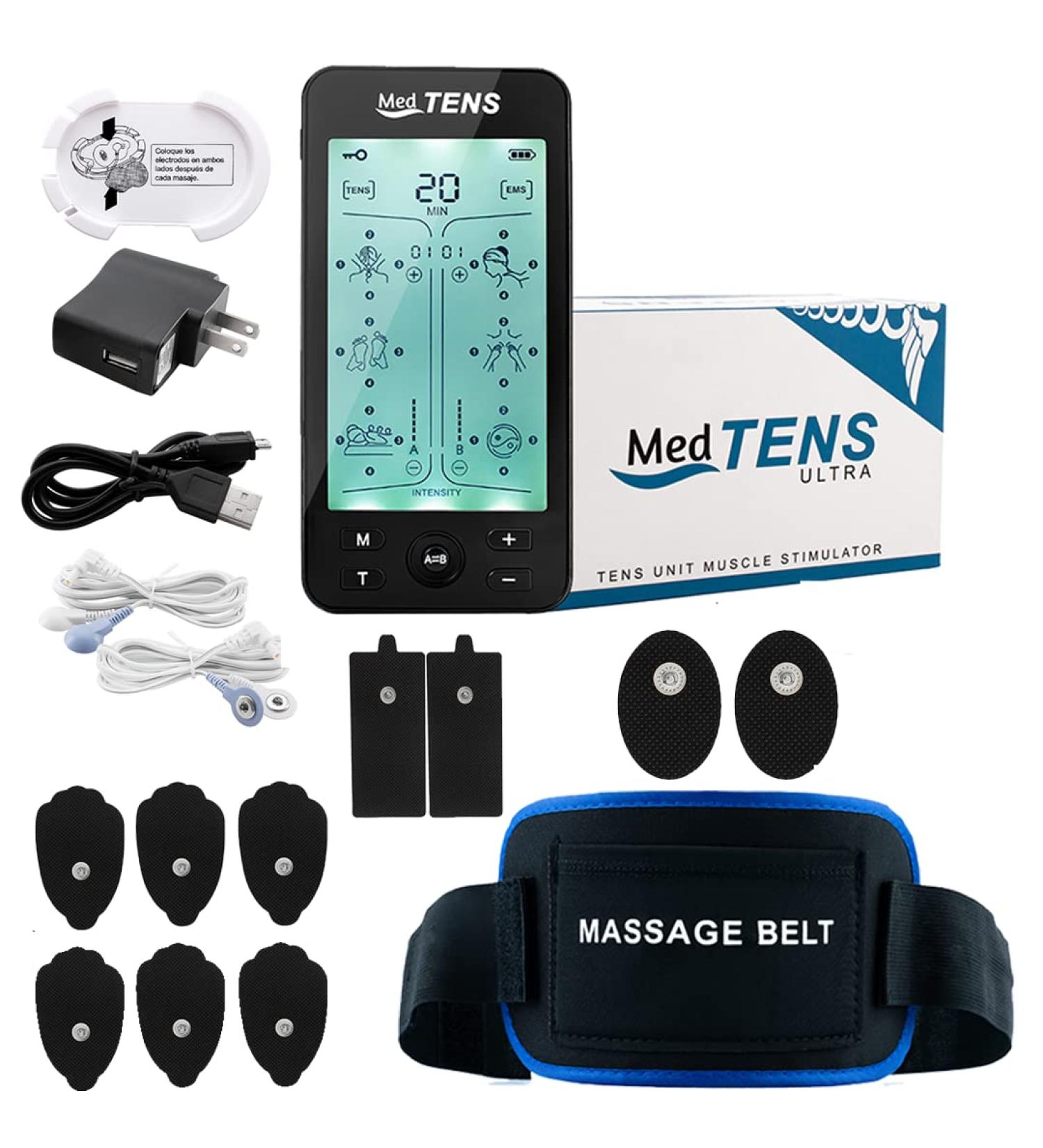 Rechargeable Tens Unit Muscle Stimulator for Back Neck & Shoulder Pain Relief | 24 Massage Modes Electrotherapy Device - Buy Online on GoSupps.com