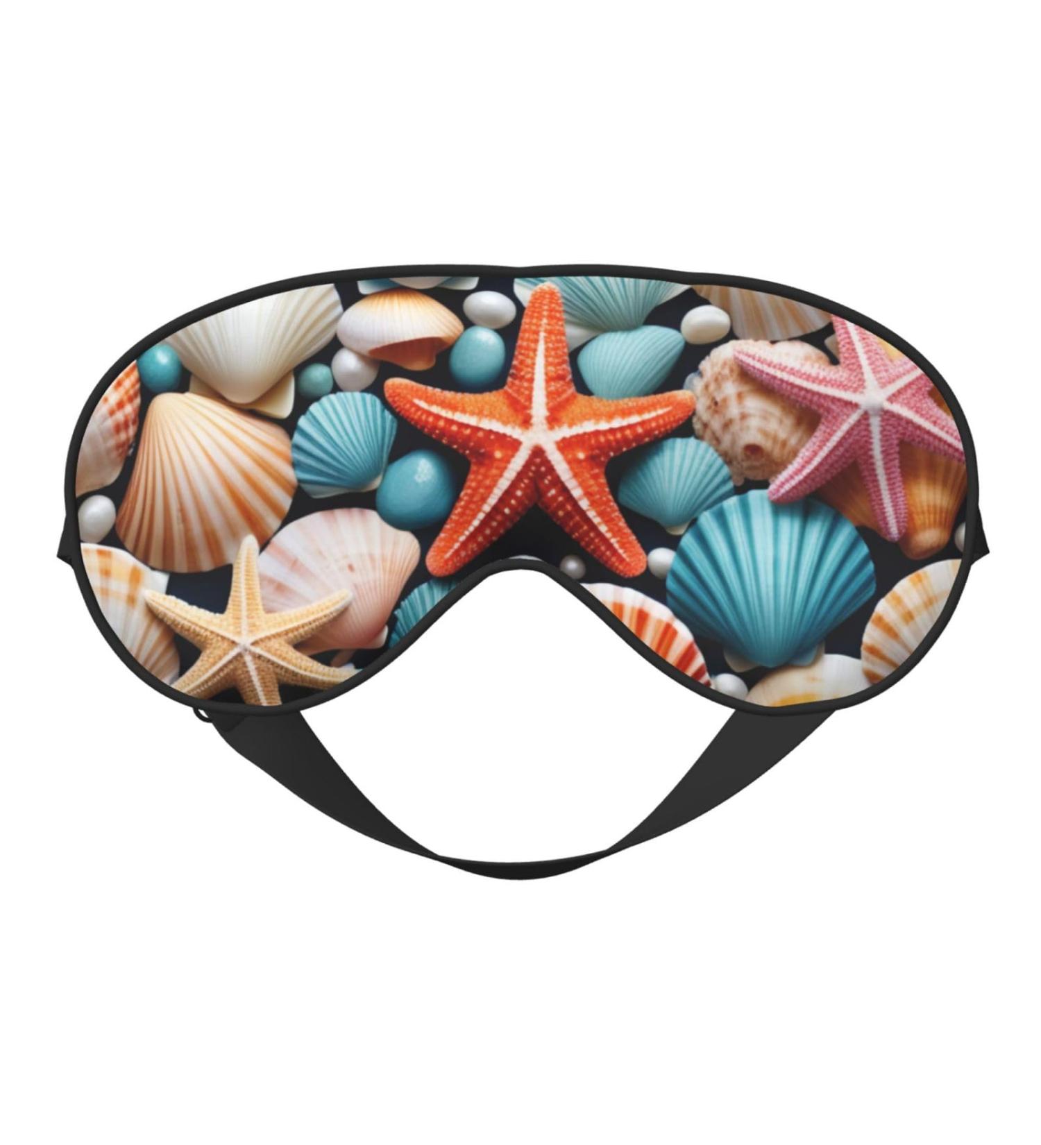 Soft Shell Starfish Pattern Eye Mask - Adjustable Breathable & Light Blocking | Perfect for Sleep | International Shipping Available - Buy Online on GoSupps.com