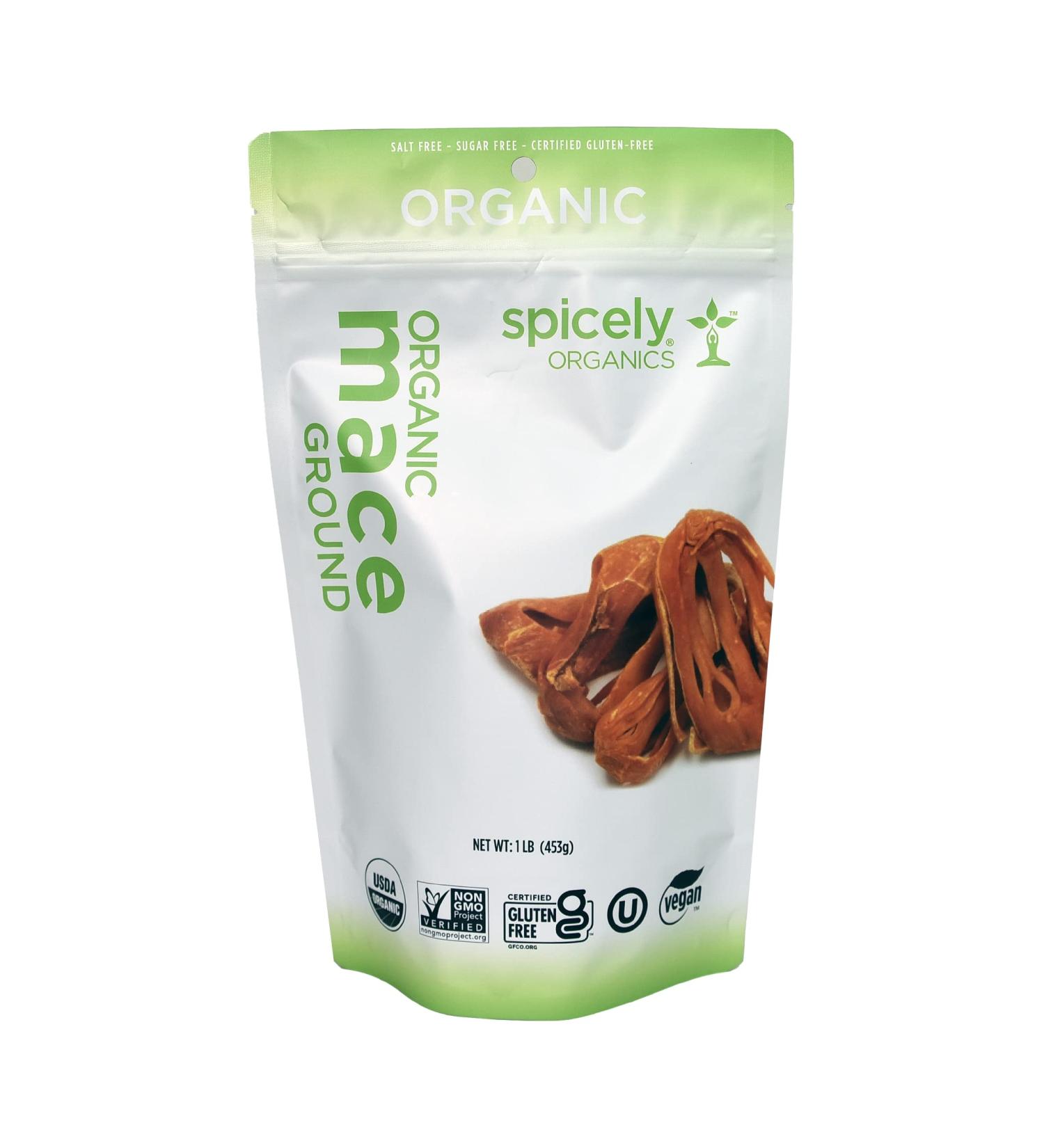 Spicely Organic Mace Ground 1 Lb Bag Certified Gluten Free 1 Pound (Pack of 1)