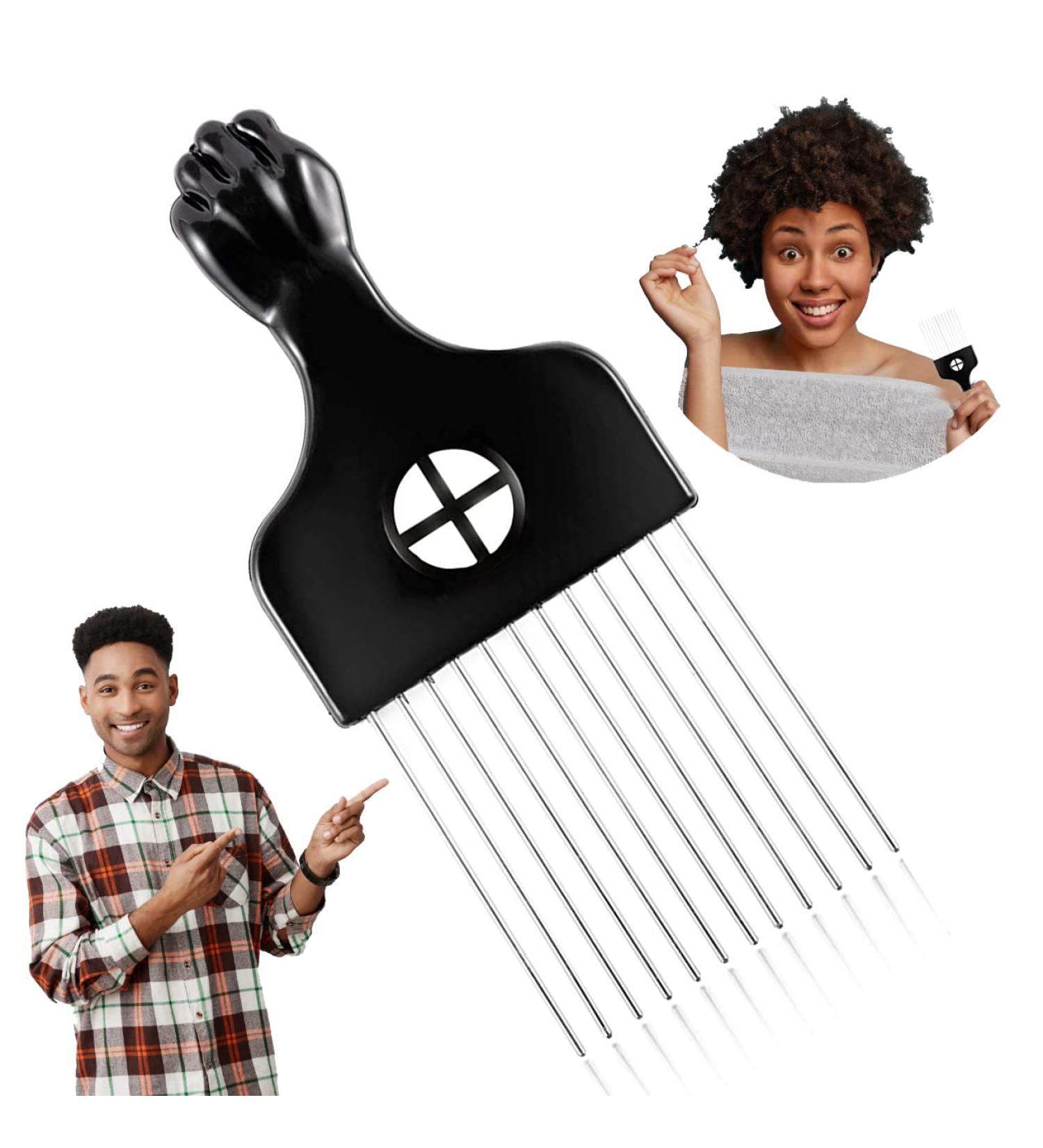 Metal Afro Comb - Smooth & Sturdy Detangling Styling Hair Pick for Curly Hair - Home & Salon - Buy Online on GoSupps.com