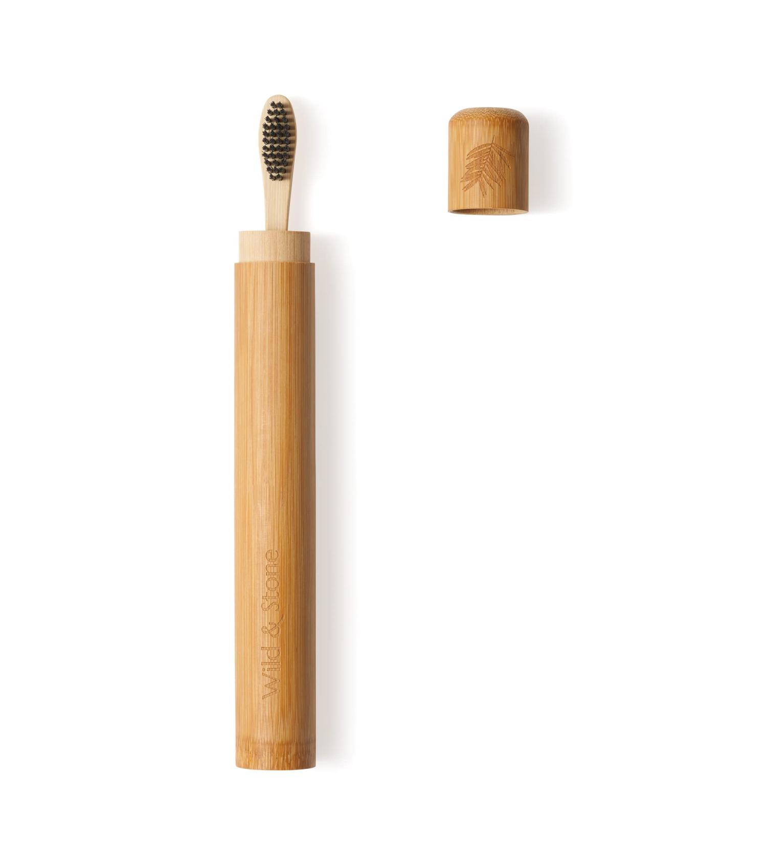 Wild & Stone Natural Bamboo Toothbrush Travel Case | Eco-Friendly Biodegradable Cover for Adults | Sustainable Toothbrush Storage - Buy Online on GoSupps.com