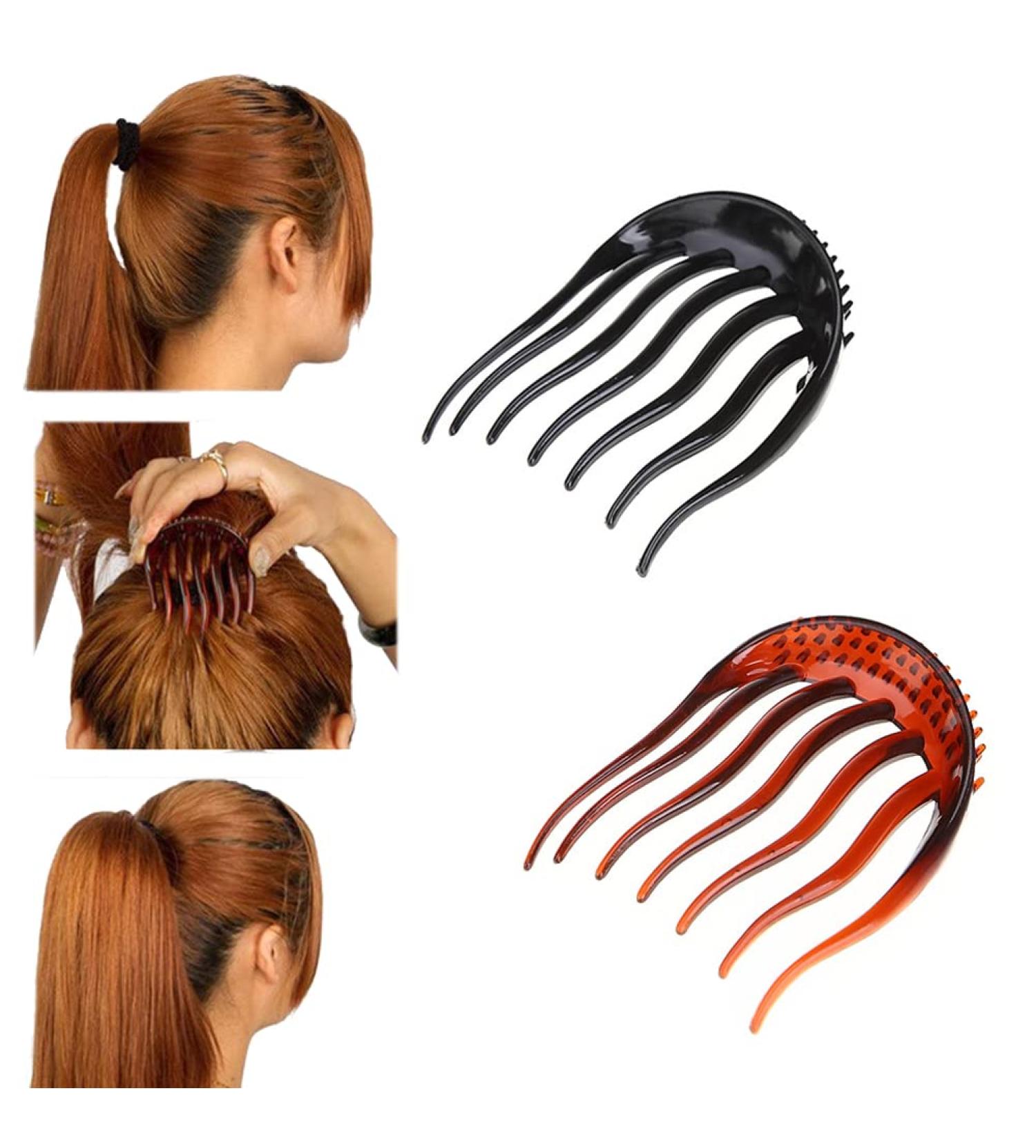 2-Pack Hair Styling Accessories - Bump It Up Combs & Donut Pads for Women & Girls (Black & Coffee) - Perfect Braid & Ponytail Maker - Buy Online on GoSupps.com