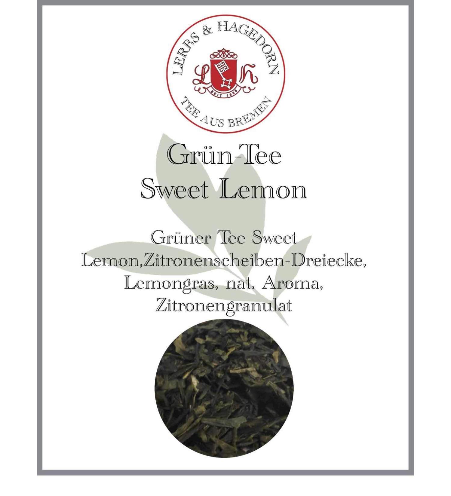 Lerbs & Hagedorn Lerbs & Hagedorn Lemon Green Tea - Pleasant citrus flavor - 1.5 kg (approx. 122 l) - Lemon slice triangles lemongrass lemon granules