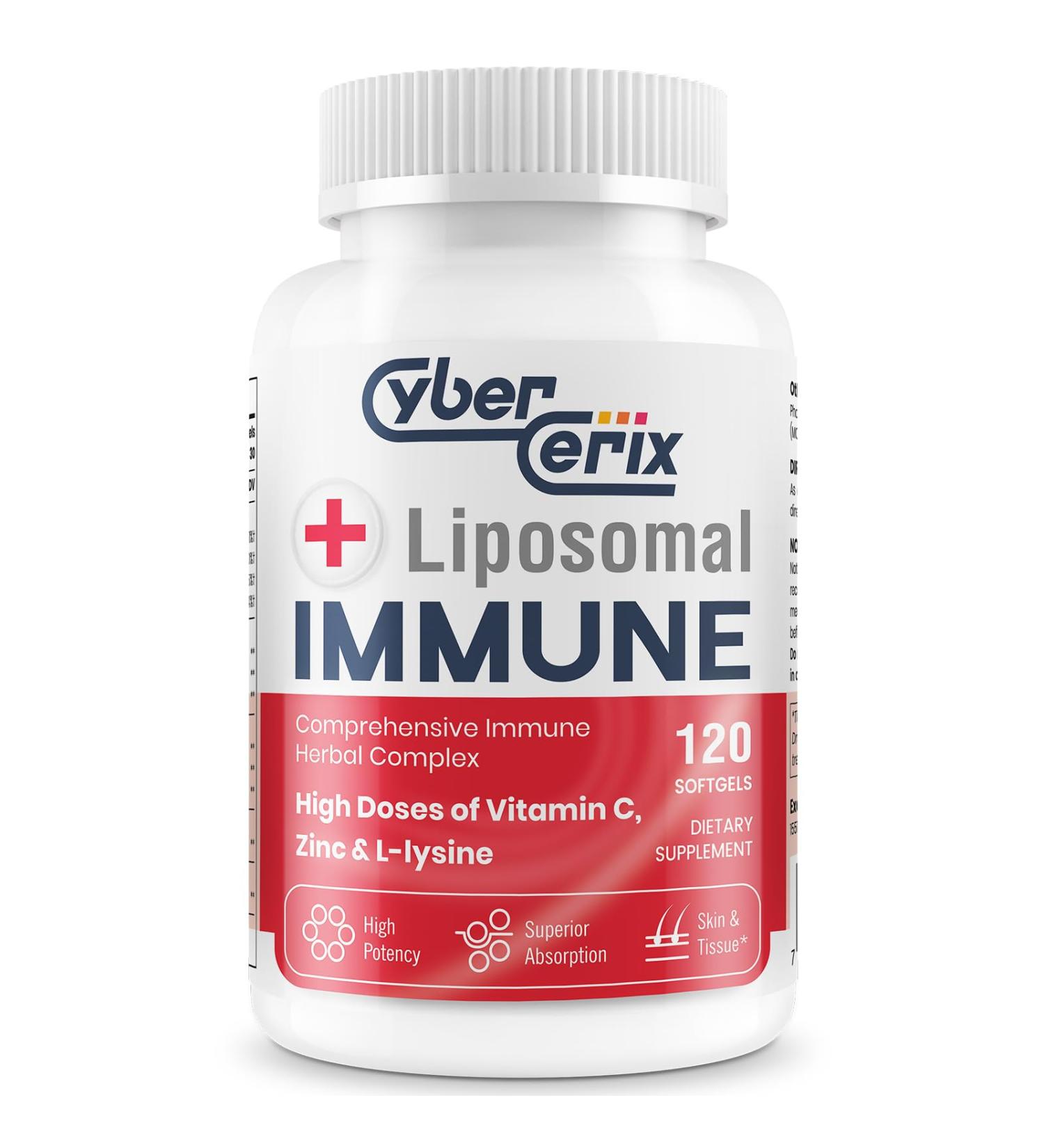 Advanced Liposomal Immune Supplement - 1 500mg L-Lysine Vitamins & Herbal Extracts for Daily Wellness - 120 Capsules - Buy Online on GoSupps.com
