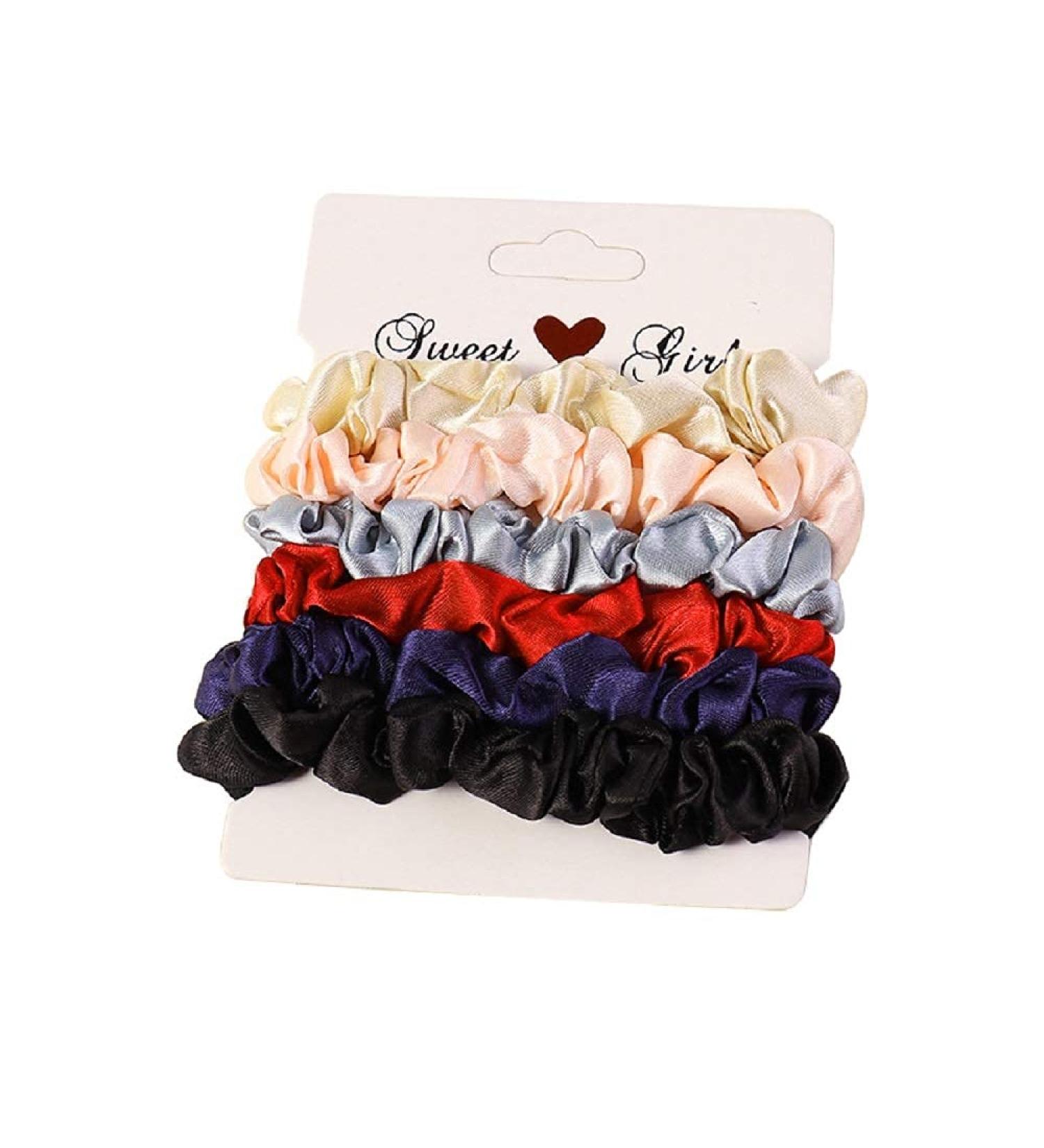 Shop Colorful Satin Hair Ties - 6 Silk Scrunchies & Ponytail Bands for Women | Premium Hair Accessories - Buy Online on GoSupps.com