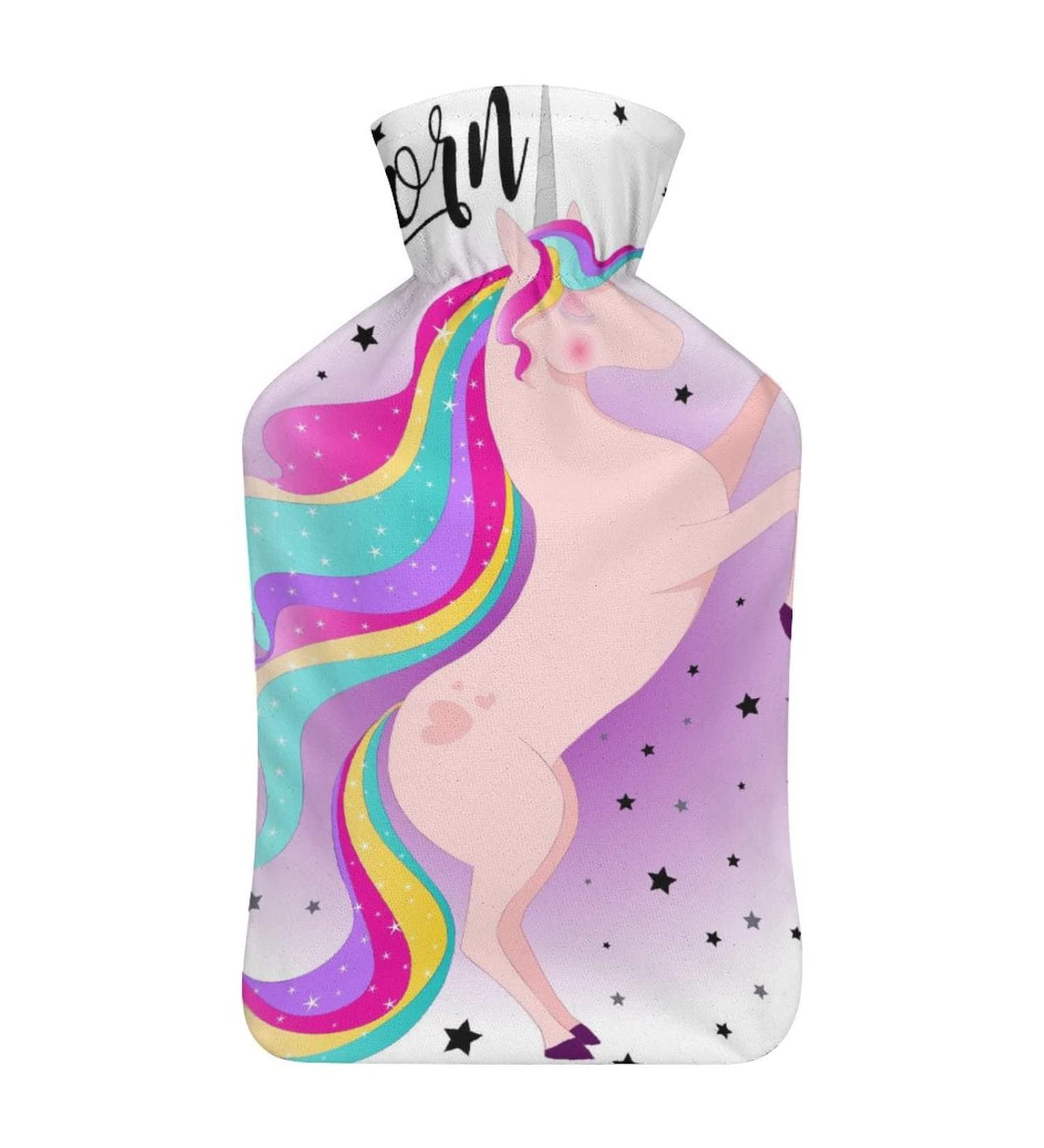Hot Water Bottle with Lid - Unicorn Rubber Hot Water Bag for Pain Relief Cramps & Foot Warmer - Hot & Cold Therapy - Buy Online on GoSupps.com