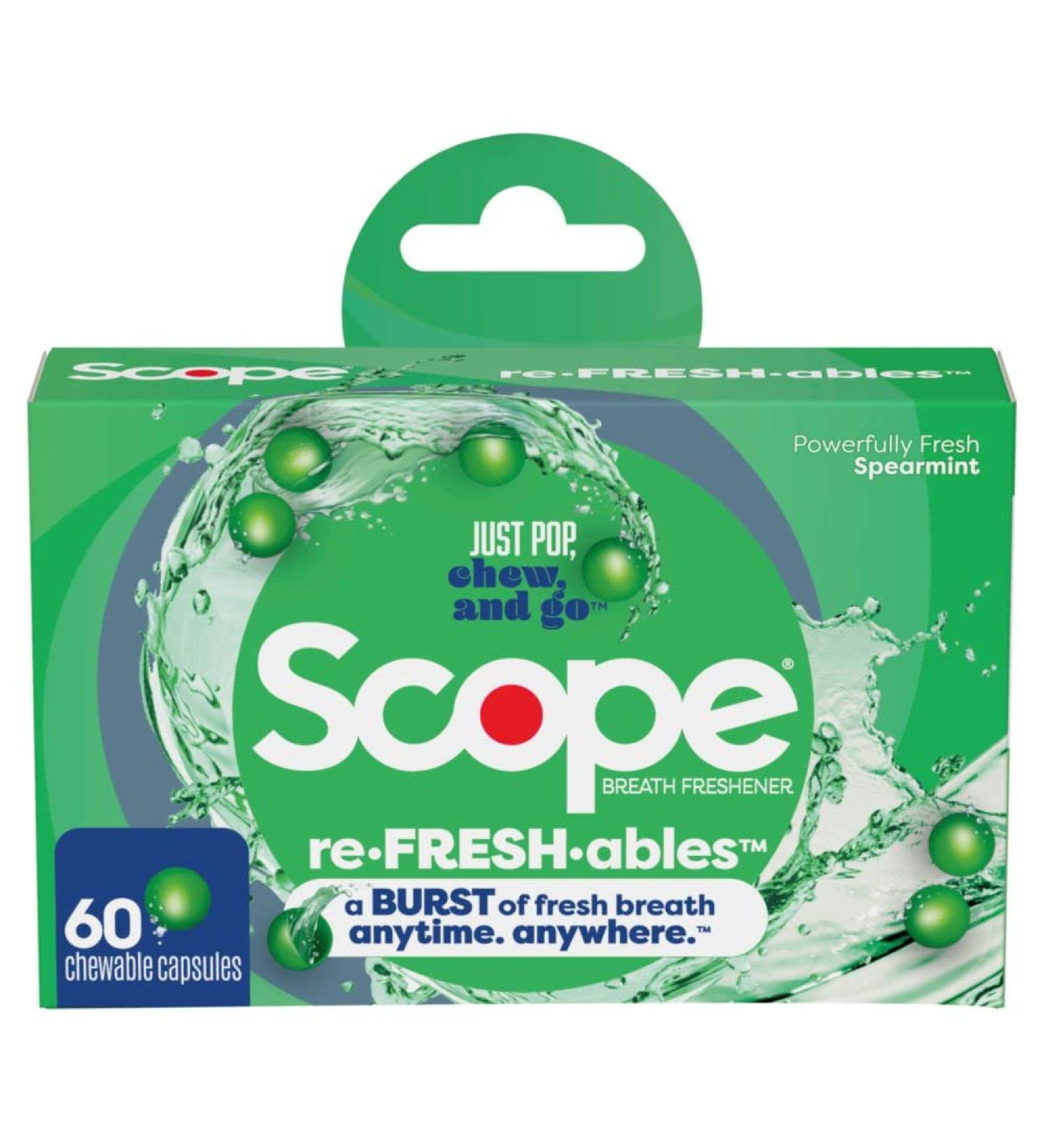 Scope Refreshables On-The-Go Chewable Capsules - Powerfully Fresh Spearmint (60ct) - Buy Online on GoSupps.com