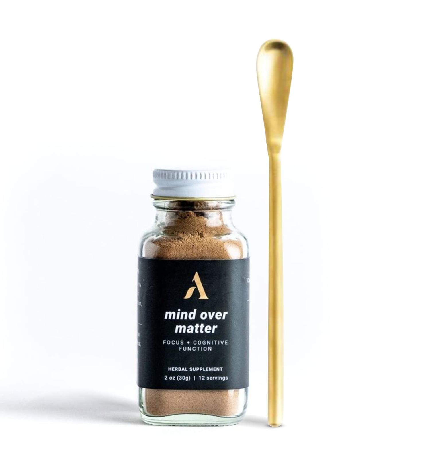 Apothekary Mind Over Matter Herbal Mushroom Powder Blend with Gold Spoon - Brain Health & Focus (1.3 oz, 12 Servings) - Buy Online on GoSupps.com