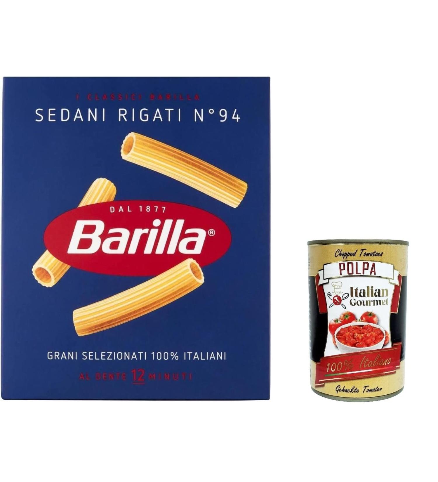 Italian Gourmet E.R. Pack of 10 Barilla Sedani Rigati pasta no. 94 100% Italian noodles 500g + Italian gourmet polpa 400g - Buy Online on GoSupps.com