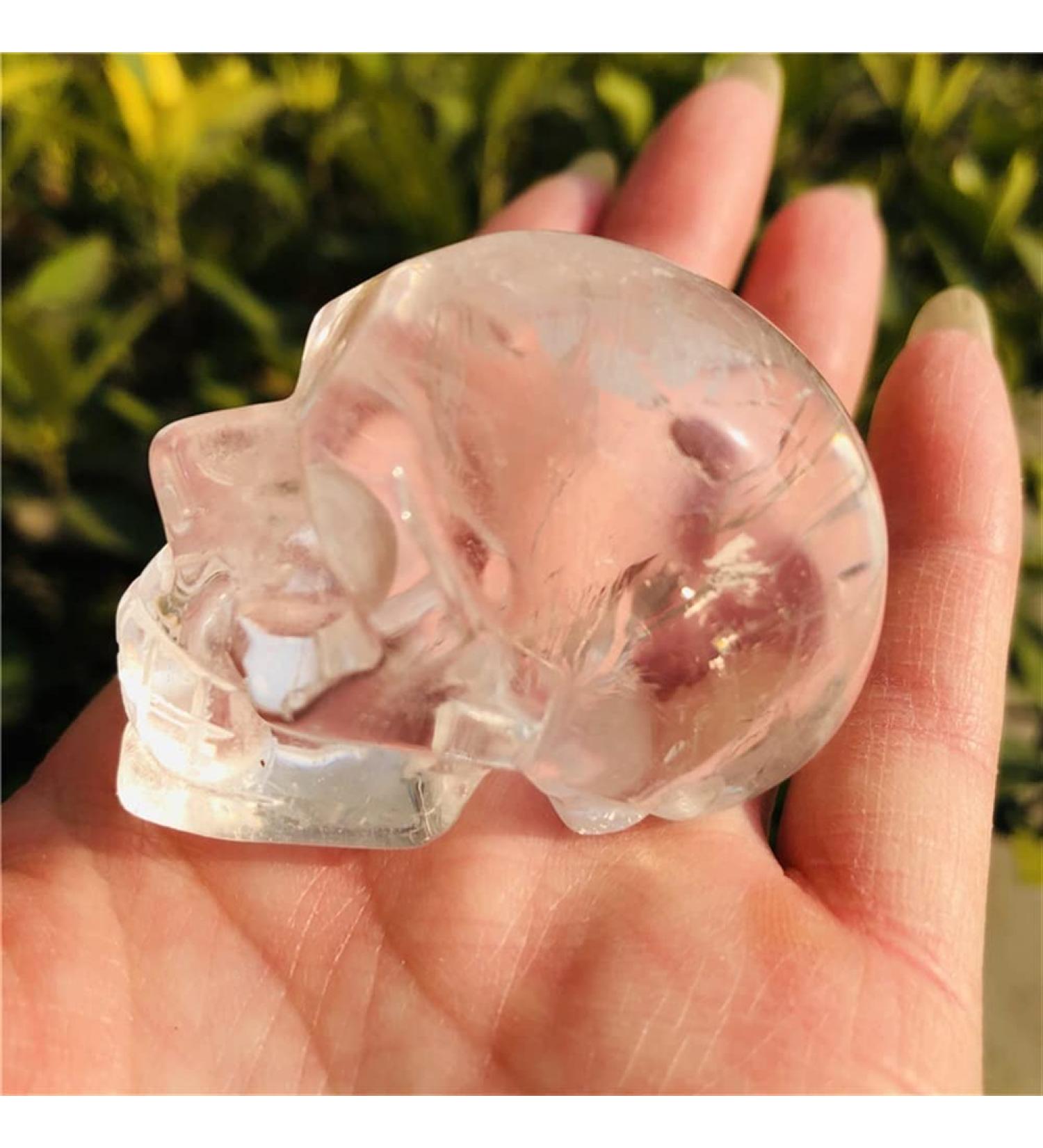 Natural Crystal Rough 1 Piece White Natural Quartz Crystal Skull Carving Statue Stones - Buy Online on GoSupps.com