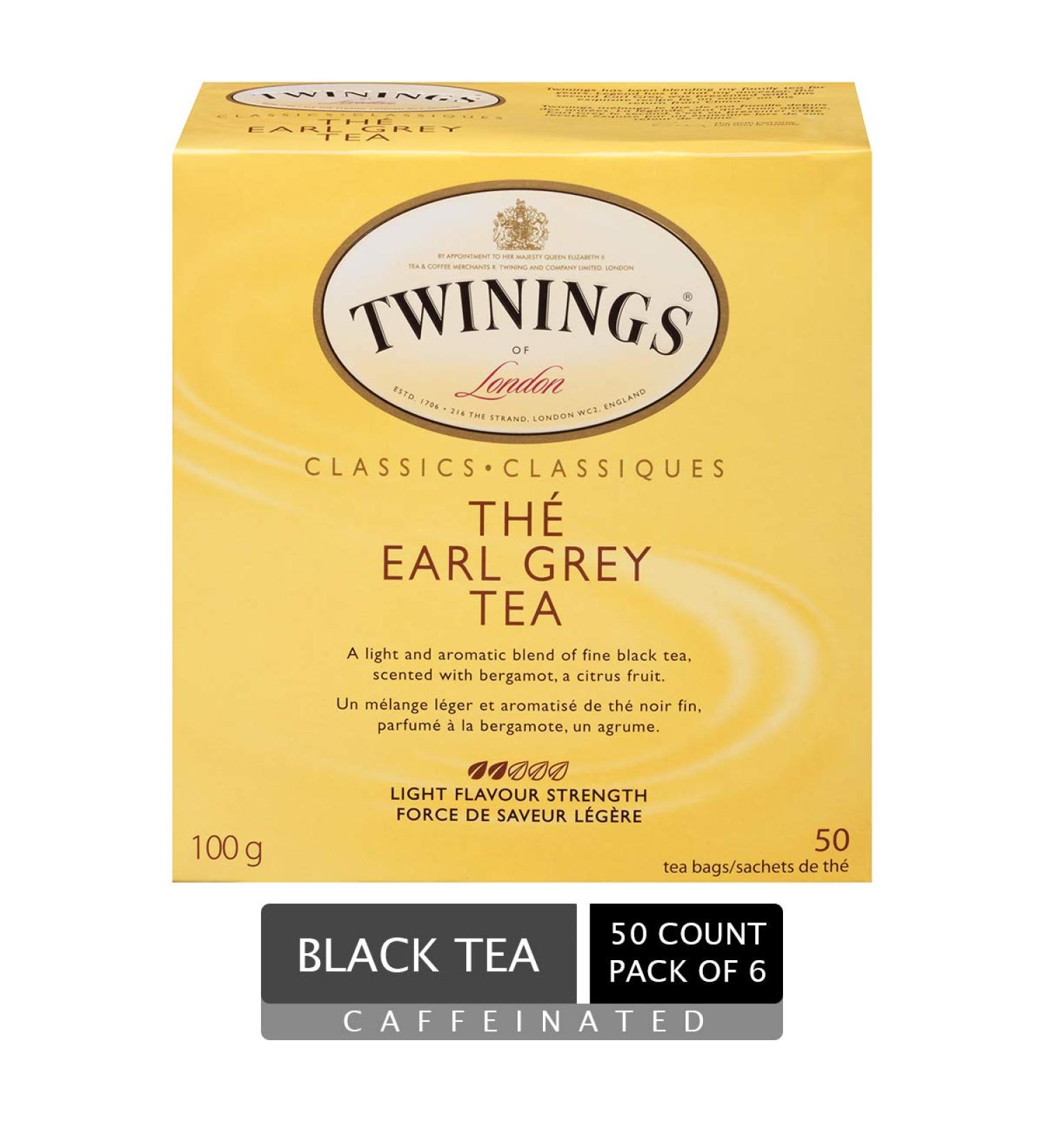 Twinings Classic Earl Grey Individually Wrapped Tea Bags | Caffeinated Black Tea Enhanced with Bergamot Citrus | 50 Count (Pack of 6) Earl Grey 50 Count (Pack of 6) - Buy Online on GoSupps.com