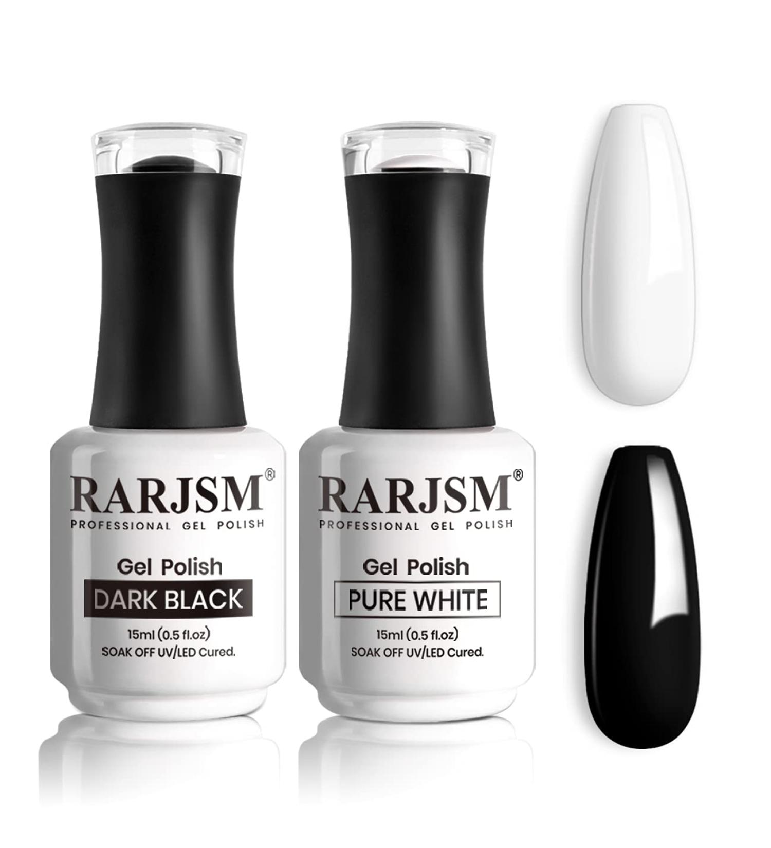 RARJSM Black and White Gel Nail Polish 15ml - Soak Off, UV LED Curing, Salon Quality, 2pcs Set - Buy Online on GoSupps.com