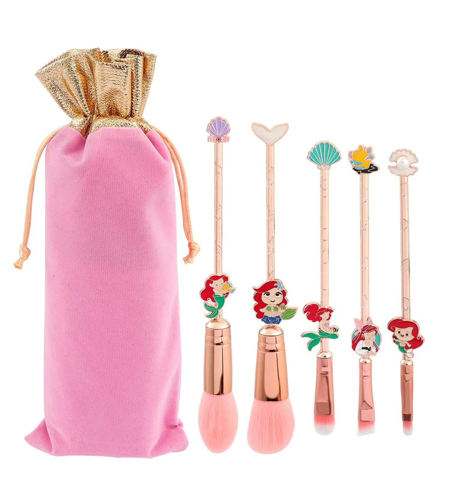 Coshine Mermaid Princess Makeup Brushes - 5pcs Pink Polly Anime Metal Brush Set - Buy Online on GoSupps.com