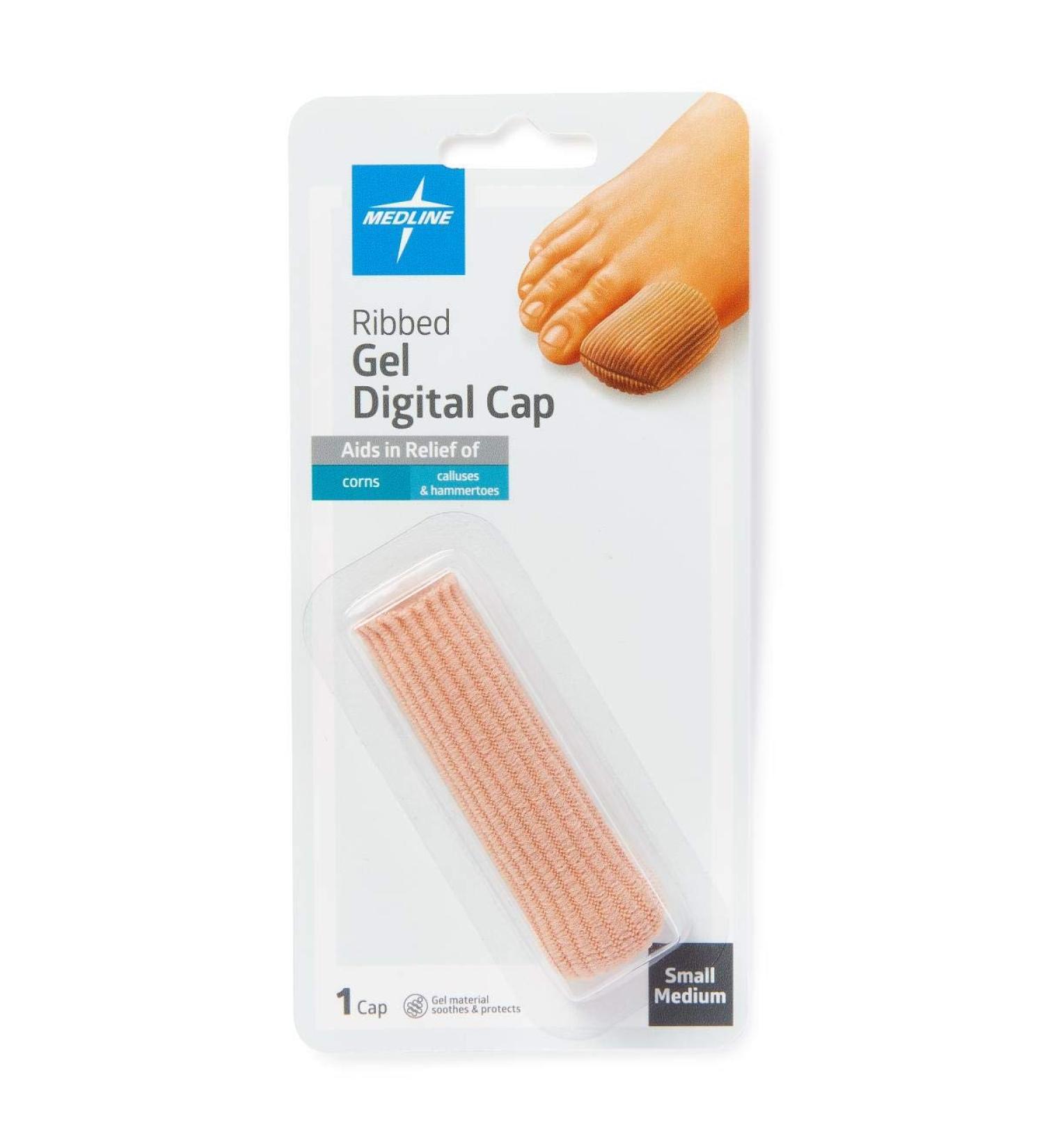 Buy Medline Gel Ribbed Digital Toe Caps - Stretchable Cushioning Support for Ingrown Toenails & Corns - Reusable Small/Medium - International Shipping Available - Buy Online on GoSupps.com