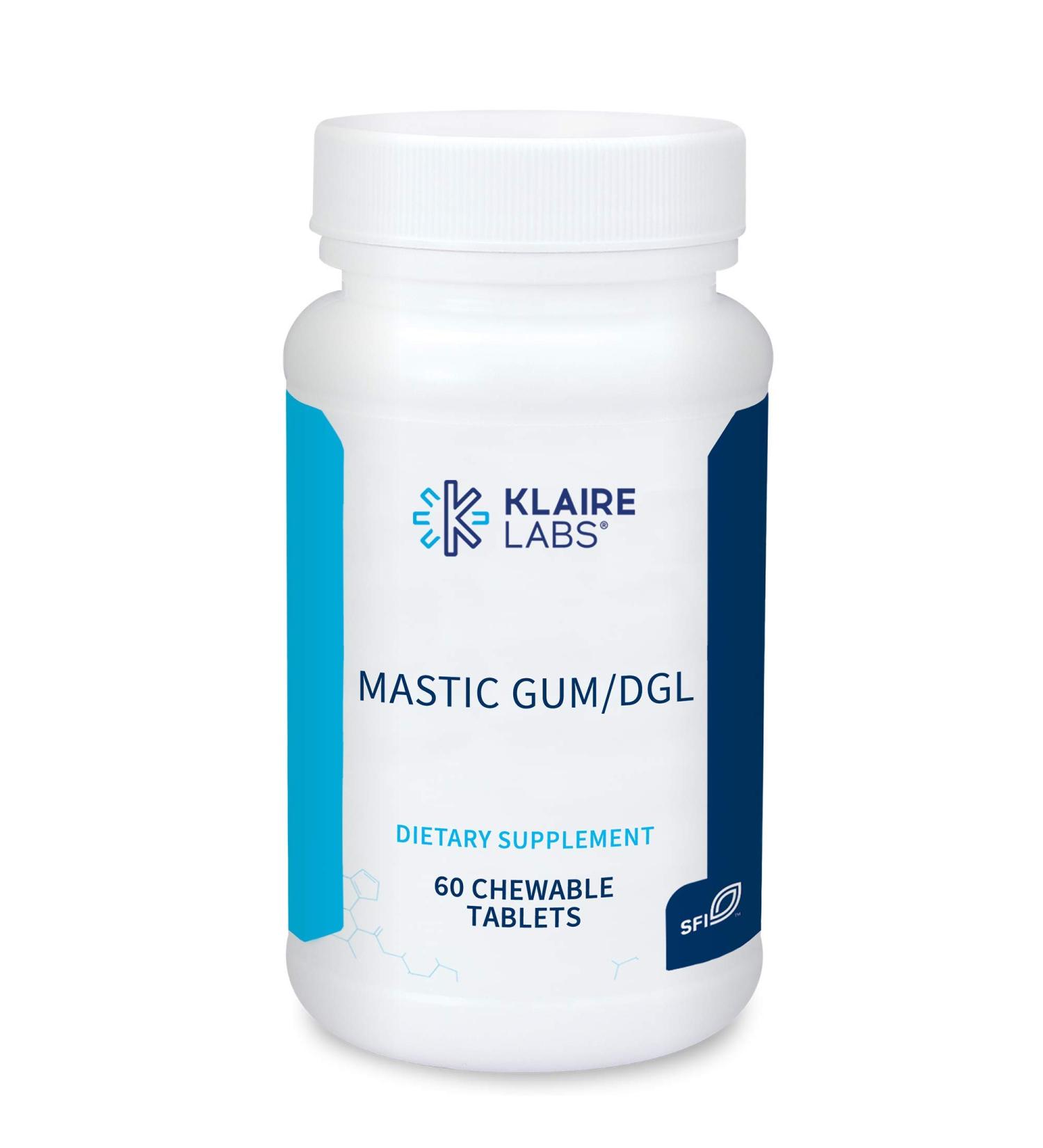 Klaire Labs Mastic Gum/DGL Chewable Tablets - Digestion Support & GI Discomfort Relief with Licorice & Mastic Gum - 60 Count - Buy Online on GoSupps.com
