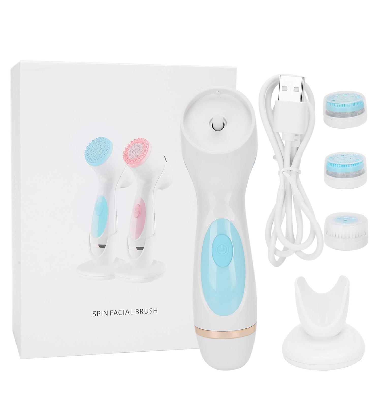 USB Charging Electric Facial Cleaning Brush - Waterproof Silicone Face Pore Cleaner with 2 Rotation Speeds for Deep Cleansing & Exfoliation (Blue) - Buy Online on GoSupps.com