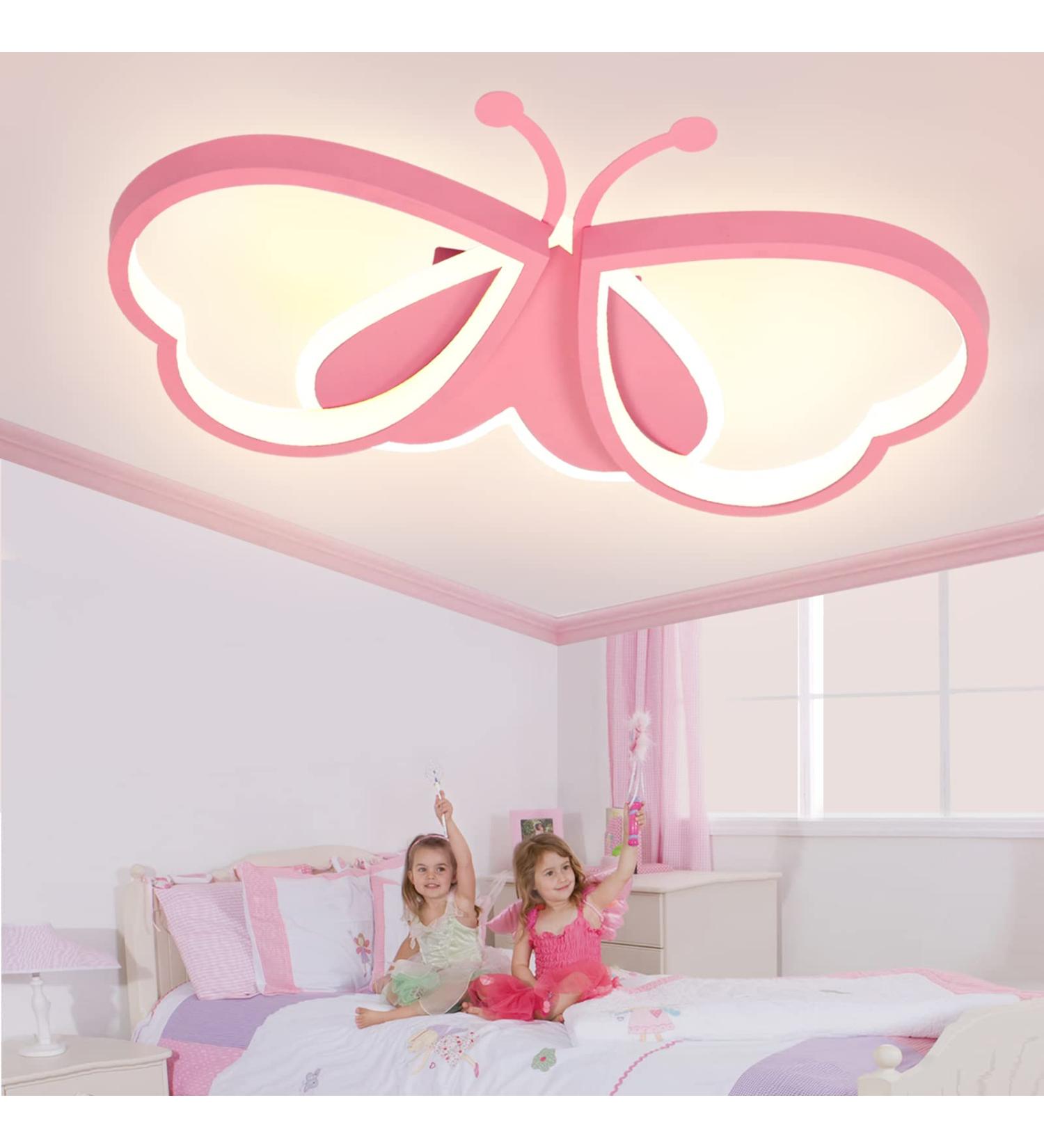 Luolong Butterfly LED Ceiling Lamp for Kids - Dimmable Acrylic Light for Girls' Bedrooms - 72cm Creative Design - Buy Online on GoSupps.com