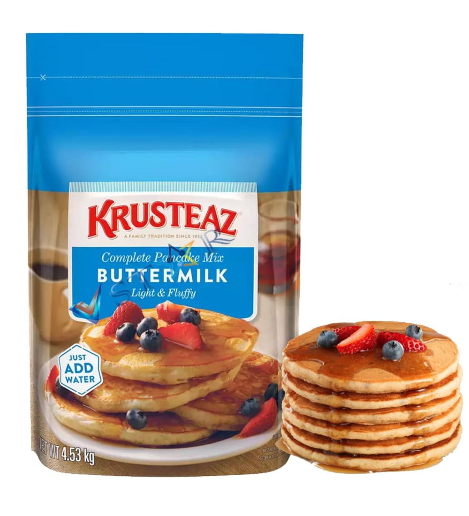Pancake Maple Syrup Bundle Krusteaz Buttermilk Complete Light & Fluffy Pancake Mix Just Add Water 4.53kg - Buy Online on GoSupps.com