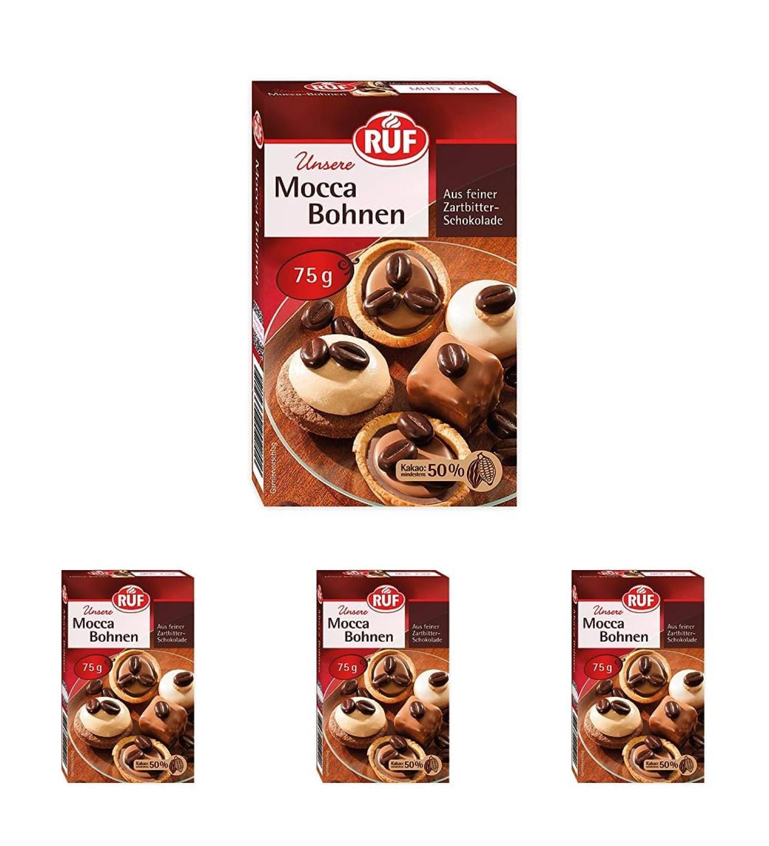 Premium Dark Chocolate Mocca Beans - 50% Cocoa Gluten-Free | 75g (4 Pack) for Cream Cakes & Coffee Desserts - International Shipping - Buy Online on GoSupps.com