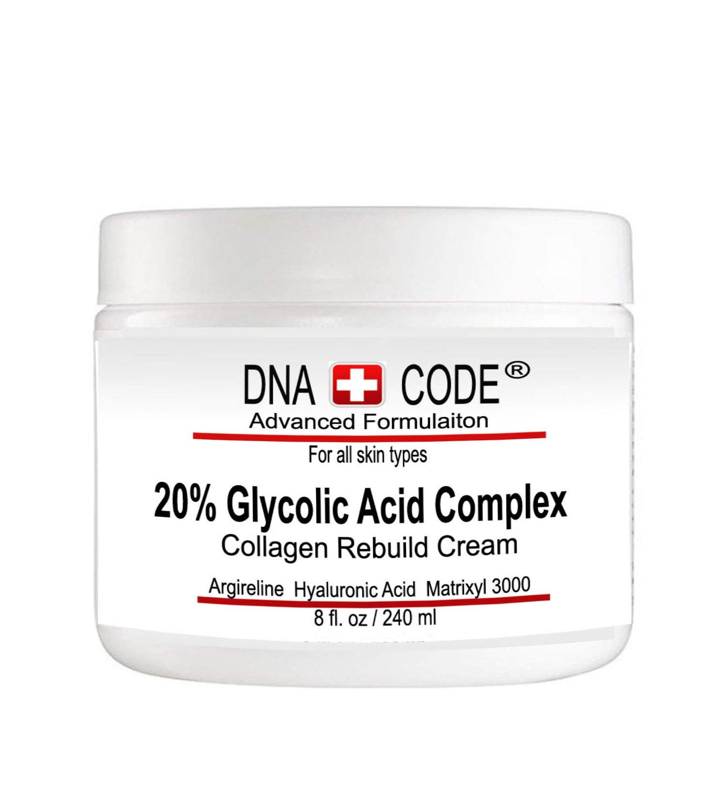 Anti-Aging 20% Glycolic Acid Complex Collagen Reubild Cream w/Argireline Matrixyl 3000 CoQ10 (8 OZ)