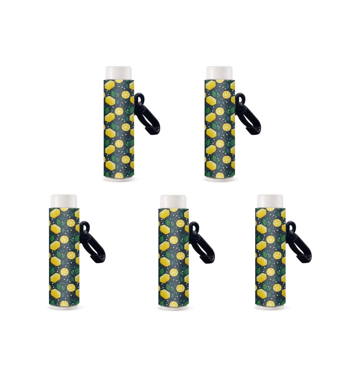 SCRAWLGOD Lemon Print Lip Balm Holder Keychain Portable Lip Balm Sleeve keychain Chapstick Holder Secure and Nice Hand Feeling Set of 5 Lemon 5 - Buy Online on GoSupps.com