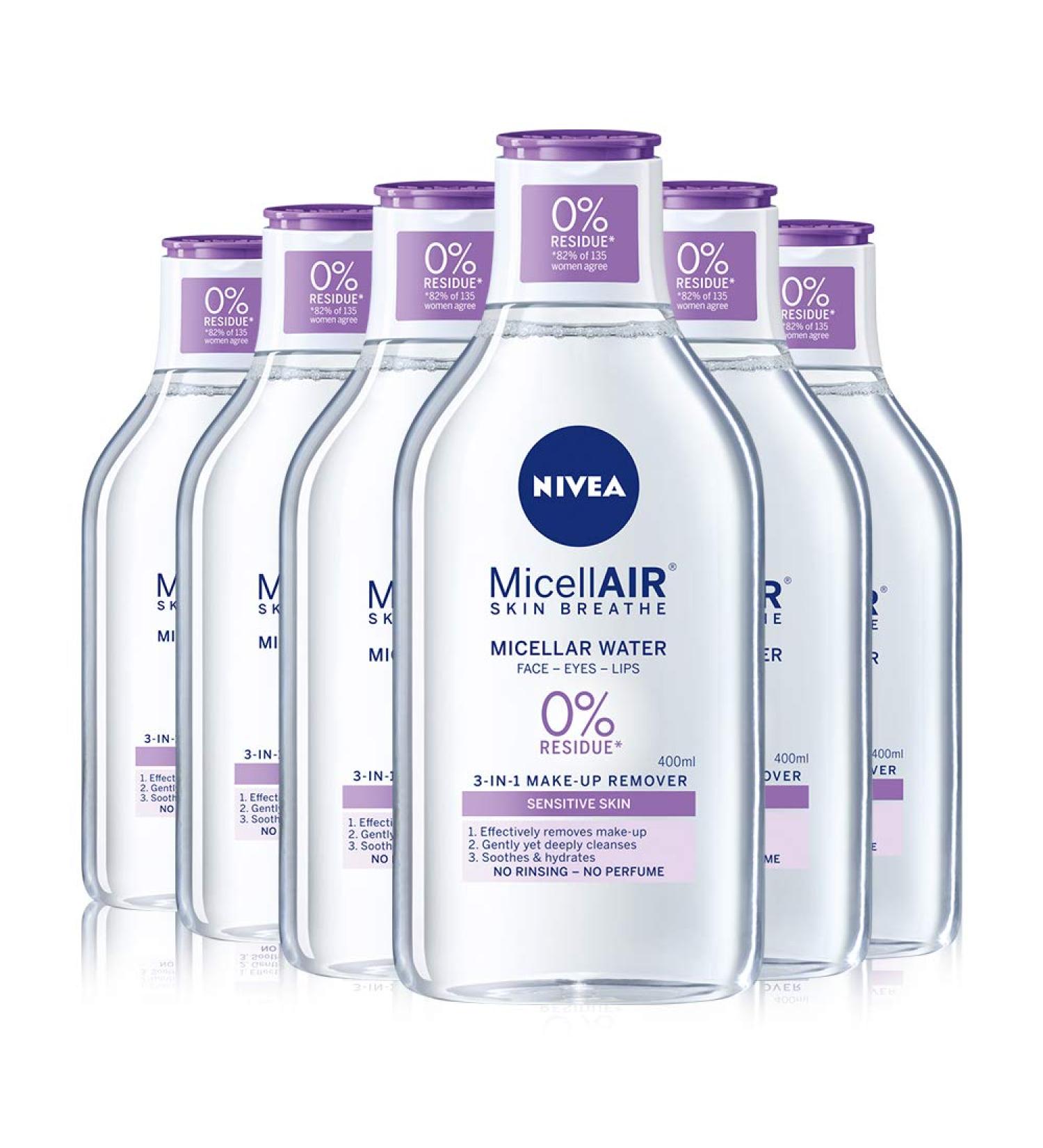 NIVEA Micellar Water Sensitive 400ml Pack of 6