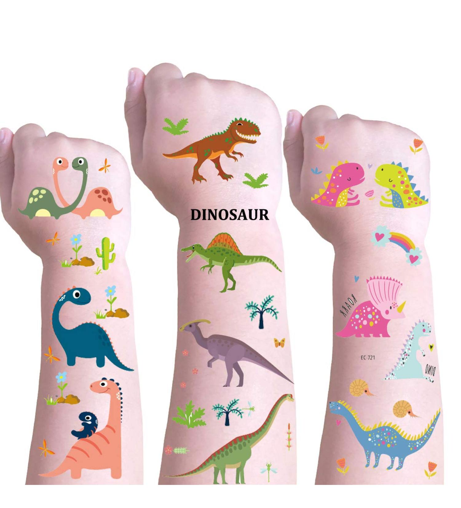 DmHirmg Dinosaur Temporary Tattoos for Kids - 109PCS Waterproof Fake Tattoo Stickers | Boys Girls Birthday Party Favors - Buy Online on GoSupps.com
