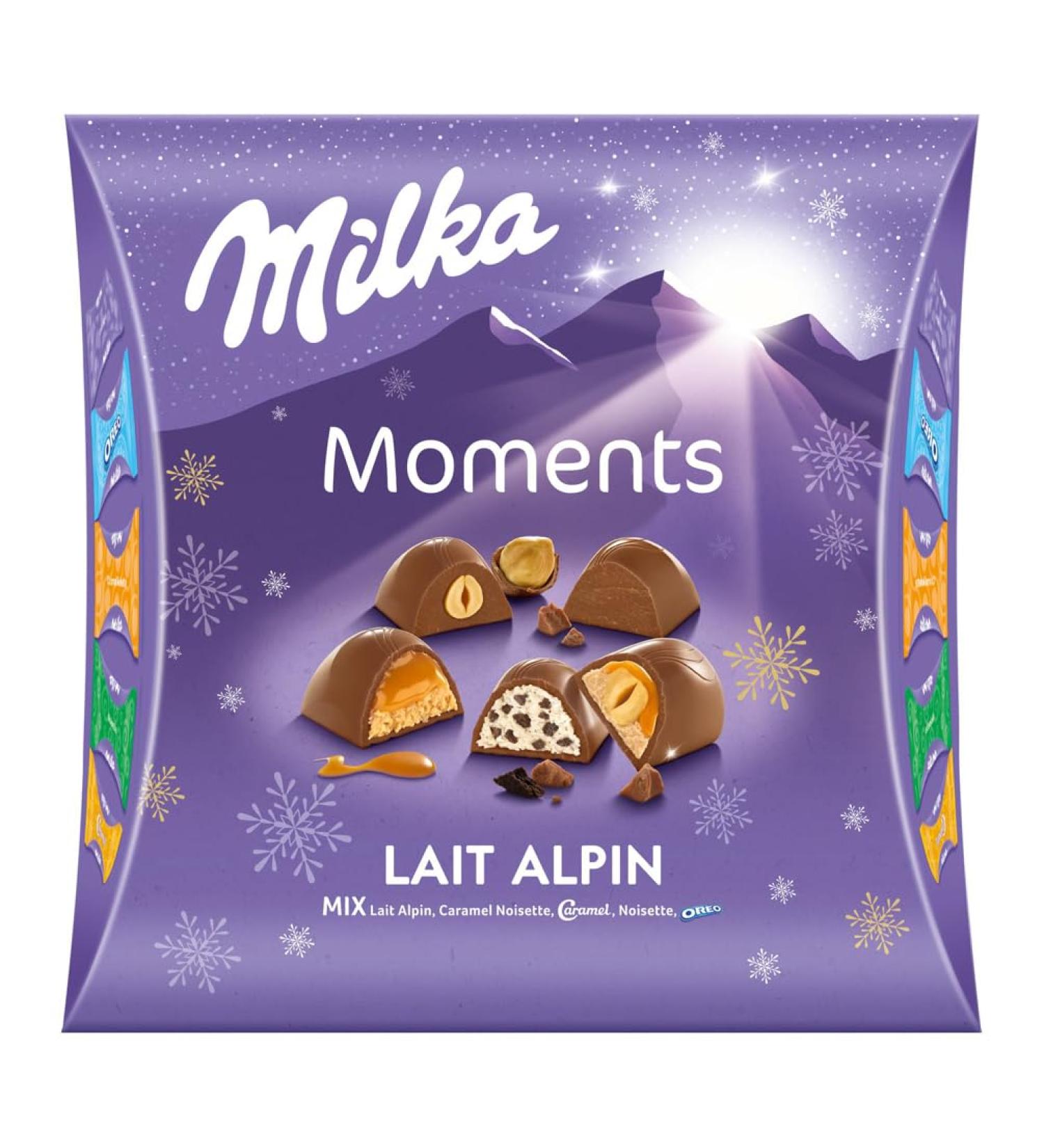 MILKA Moments - Assortment of 17 Milk Chocolate Pralines - Mix of 5 Flavors: Alpine Milk Hazelnut Caramel Caramel Hazelnut - Buy Online on GoSupps.com