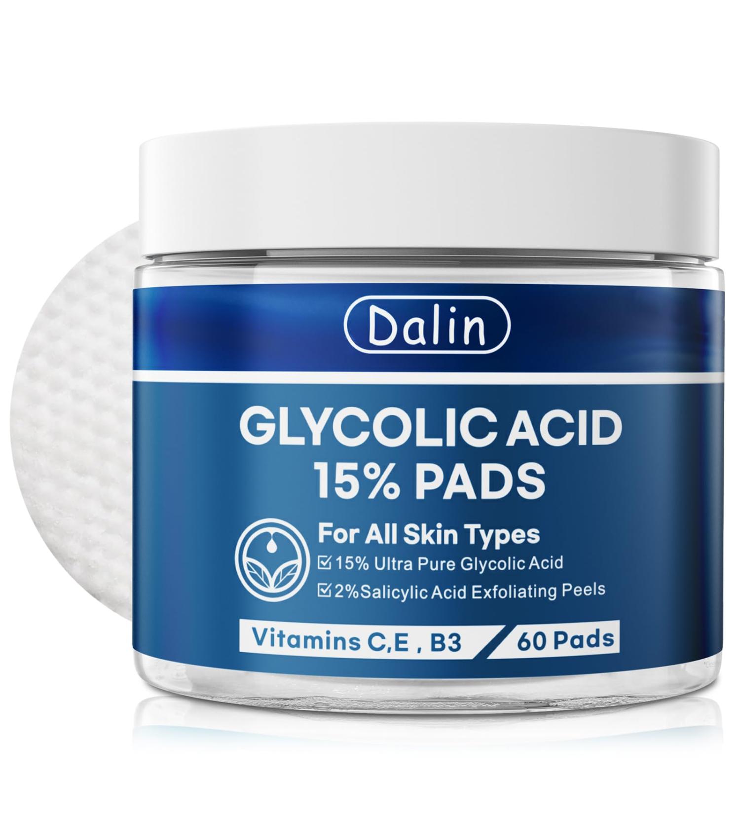 Glycolic Acid Resurfacing Pads, 15% Ultra Pure Glycolic Acid & 2% Salicylic Acid Exfoliating Peel for Face, Keeps Skin Smooth and Prevents Wrinkles and Lines, Radiant Skin Renewal - 60 Pads - Buy Online on GoSupps.com