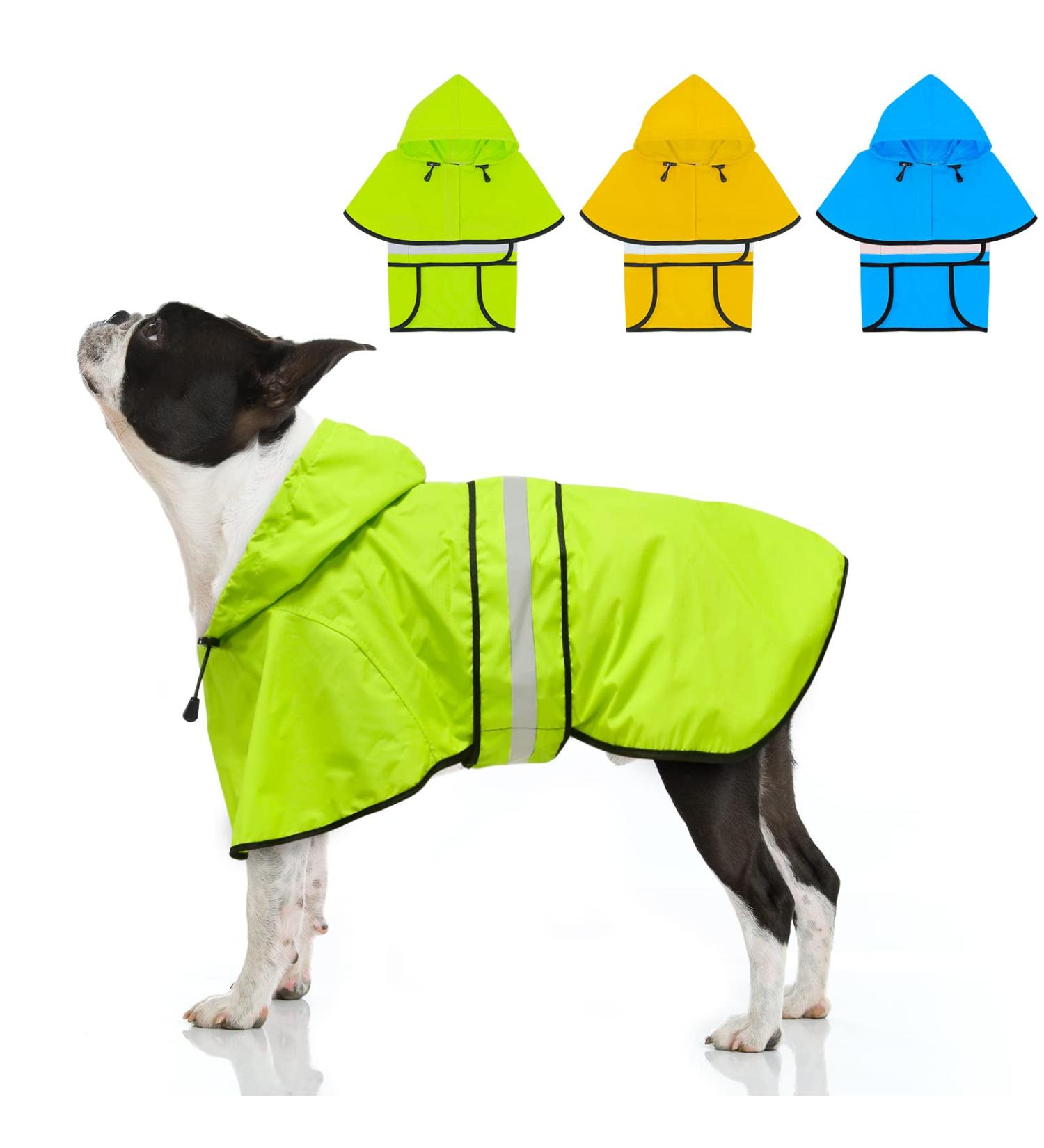 Weesiber Reflective Waterproof Dog Rain Coat | Adjustable Light Pet Jacket with Hood for Small to Large Dogs - S Green - Buy Online on GoSupps.com