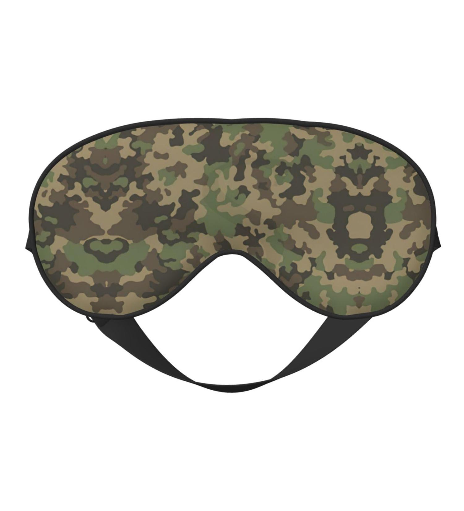 Green Camo Print Sleep Eye Mask - Silk Light Blocking Blindfold for Men & Women | Ultimate Comfort for Relaxation - Buy Online on GoSupps.com