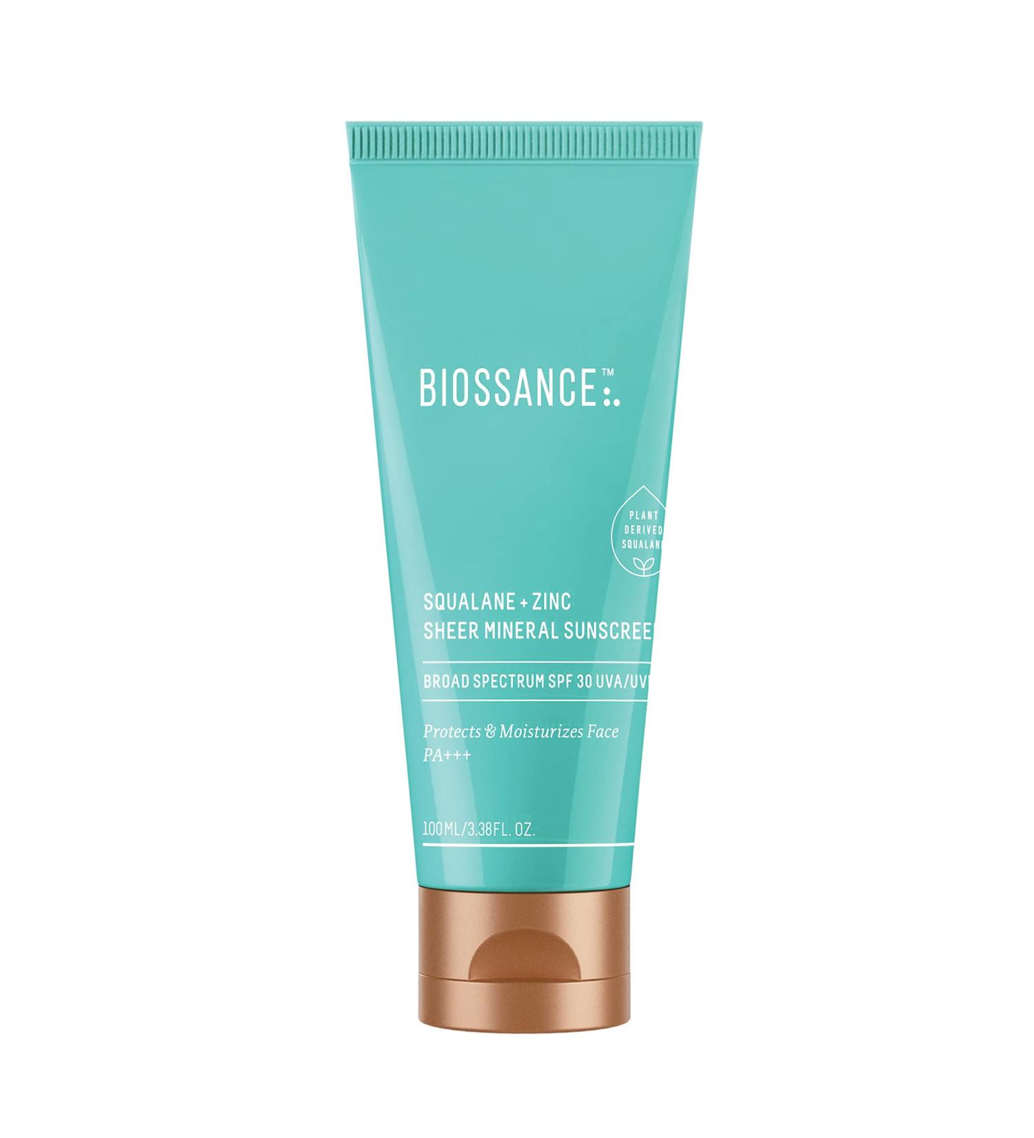 Biossance Squalane + Zinc Sheer Mineral Sunscreen SPF 30 PA+++: Lightweight, Nontoxic Protection for Sensitive Skin, 3.38 Fl Oz - Buy Online on GoSupps.com