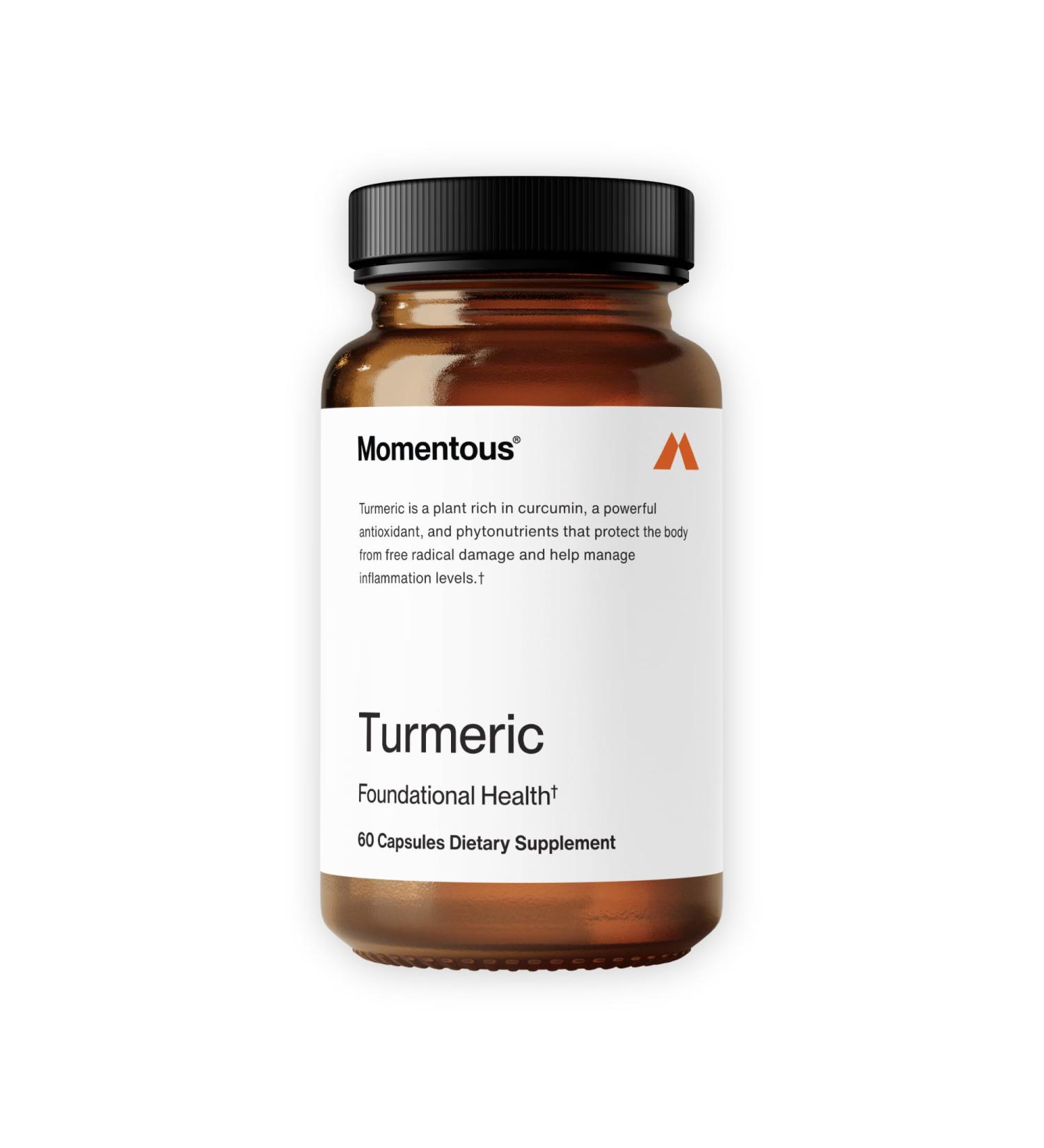 Momentous Turmeric Supplement 1 000 mg - Natural Antioxidant Turmeric Curcumin for Foundational Health - NSF Certified for Sport - Gluten-Free - 30 Servings - 60 Capsules - Buy Online on GoSupps.com