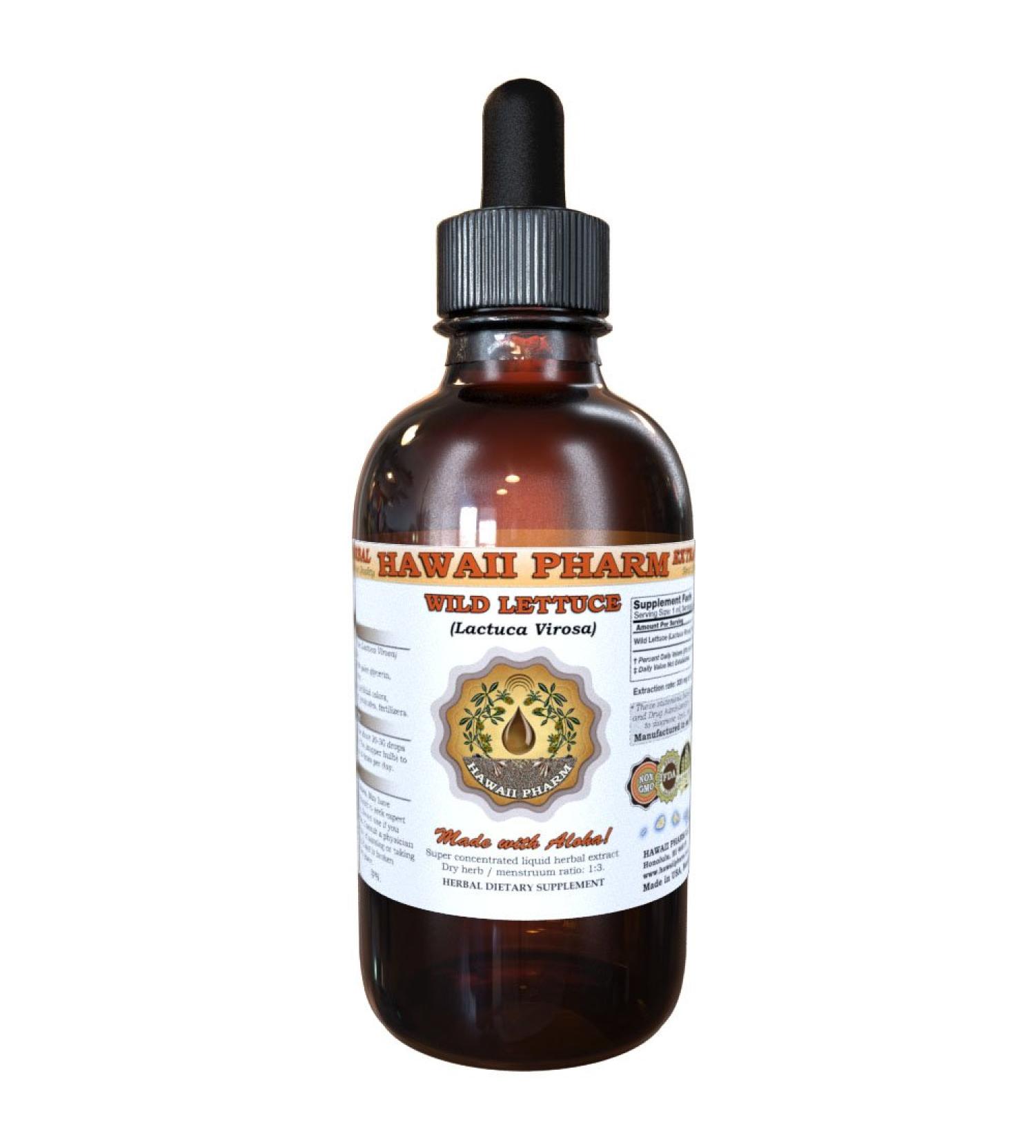 Hawaii Pharm Wild Lettuce (Lactuca Virosa) Liquid Extract Organic Wild Lettuce Dried Herb Tincture Herbal Supplement Made in USA 2 fl. oz Alcohol-Based Extract 2 Fl Oz (Pack of 1) - Buy Online on GoSupps.com