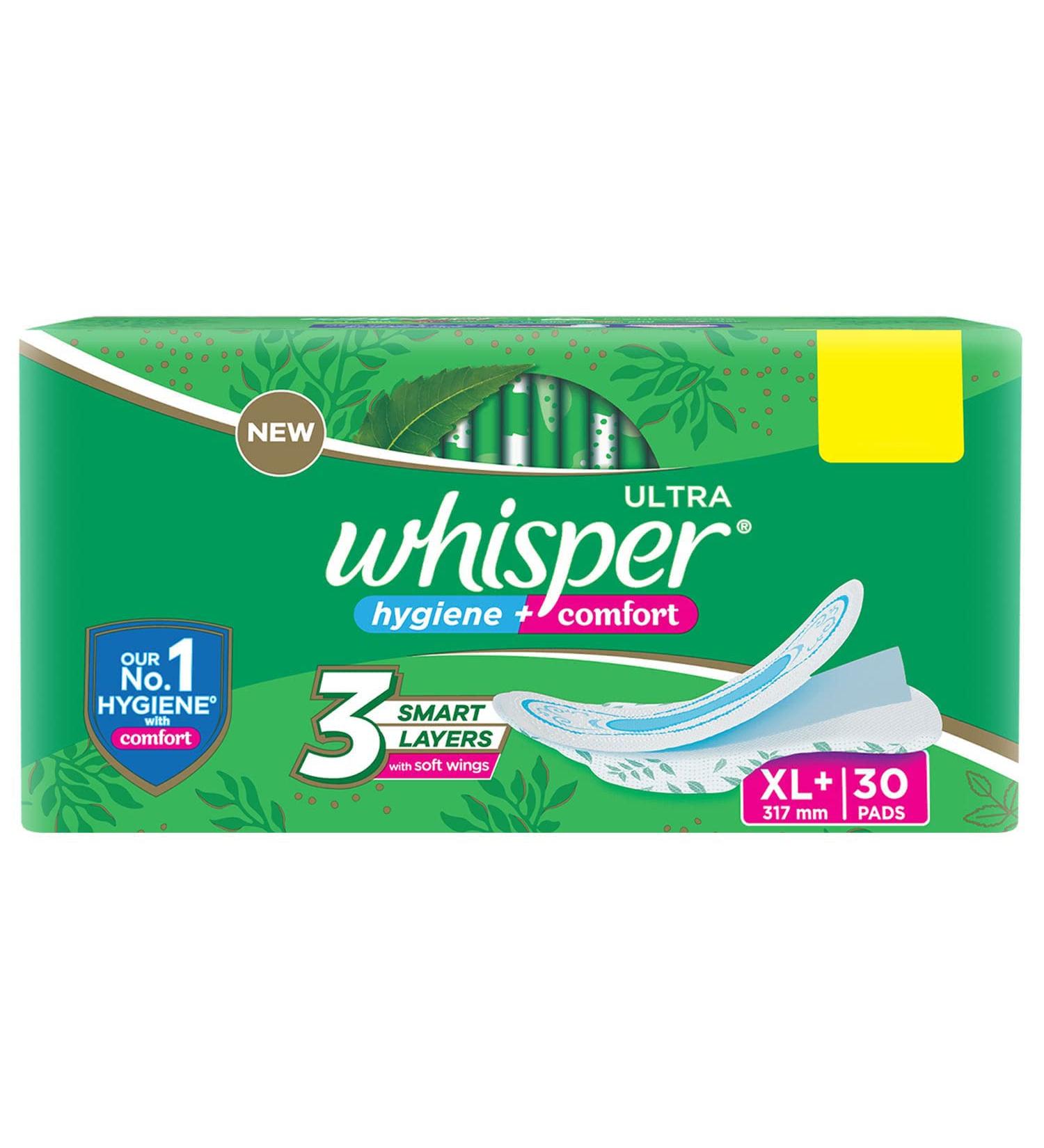 Whisper Hygiene Comfort XL + - 30 Pads - 317 mm
