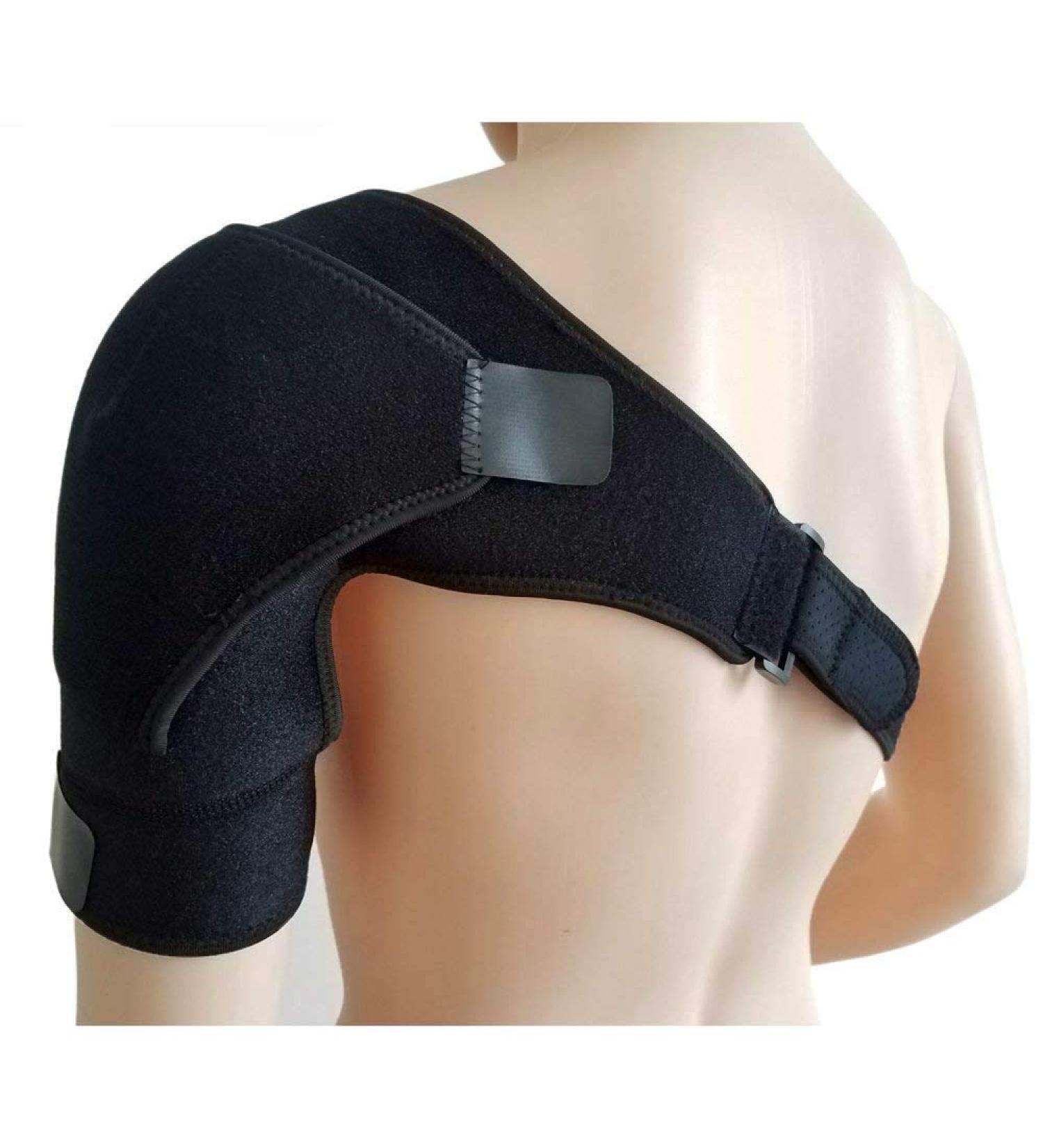 Shoulder Brace for Torn Rotator Cuff & Dislocation - Pain Relief Support Wrap - Adjustable Sling - Black - Buy Online on GoSupps.com