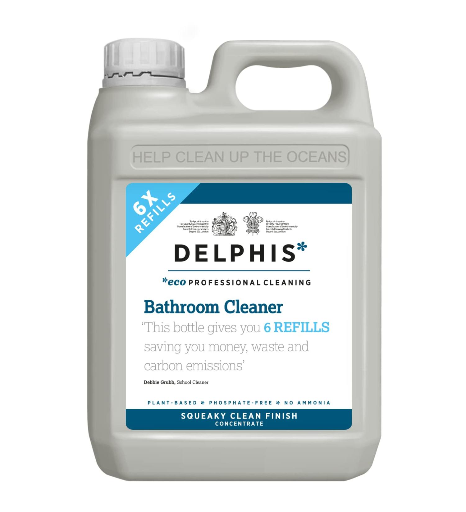 Delphis Eco Bathroom Cleaner - Plant-based Vegan Cleaning Spray | Fragrance-Free | Chlorine and Phosphate-Free | EU Ecolabel Accredited | 2L Unscented - Buy Online on GoSupps.com