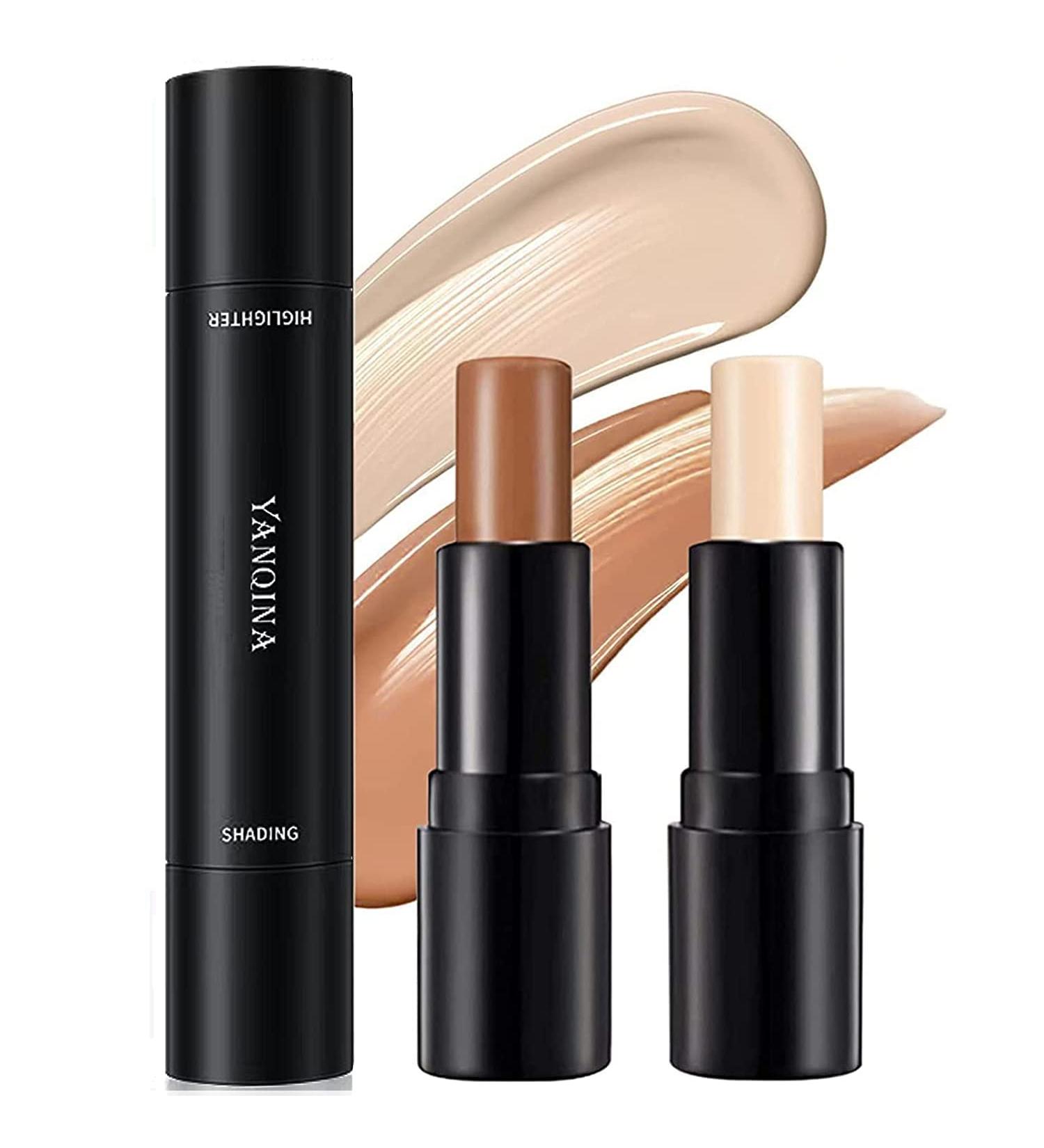 Upgrade Contour Stick 2 in 1 Double-Ended Concealer Highlighter Stick Professional Cream Bronzer Contour Stick Longlasting Face Body Contour Makeup (#01 Ivory+dark brown) - Buy Online on GoSupps.com