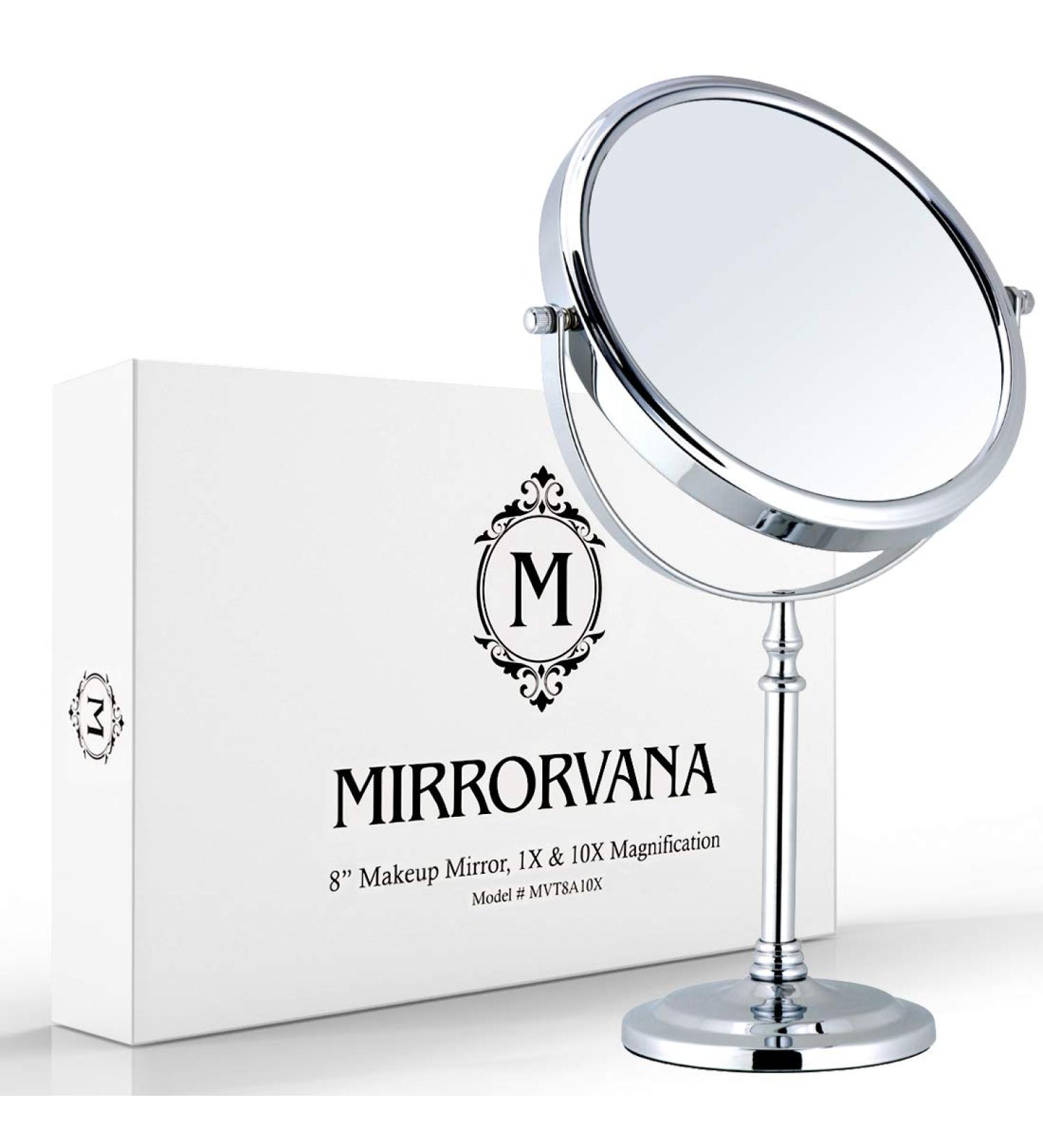 Mirrorvana Large Double Sided 10X and 1X Magnifying Makeup Mirror - 15 Height, 8 Wide with Stand - Gift Box Included - Buy Online on GoSupps.com