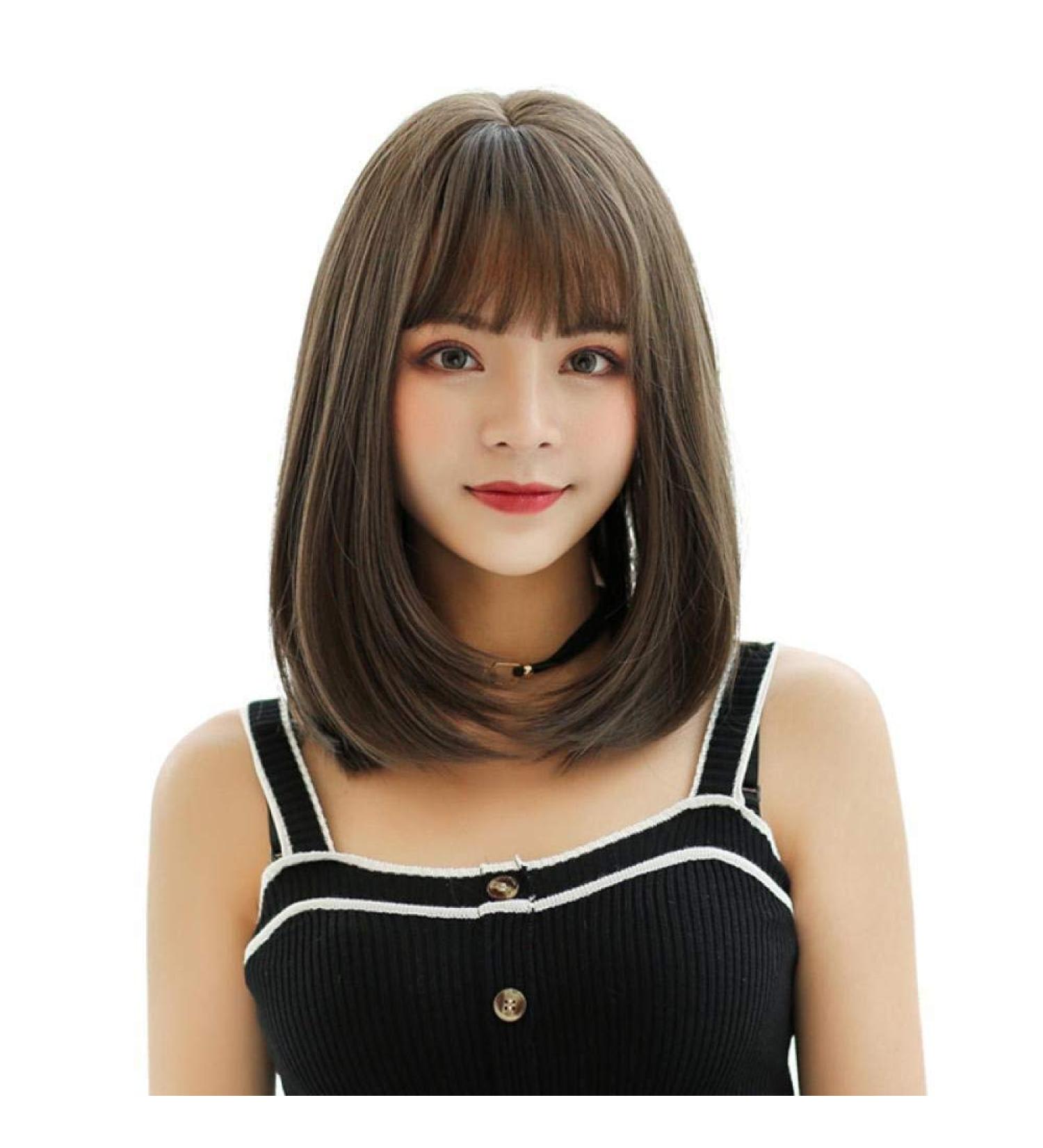 BGHJUE Long Curly Wig for Women - Natural Full Headgear with Air Bangs - Perfect for Round Faces & Clavicle Length - Buy Online on GoSupps.com