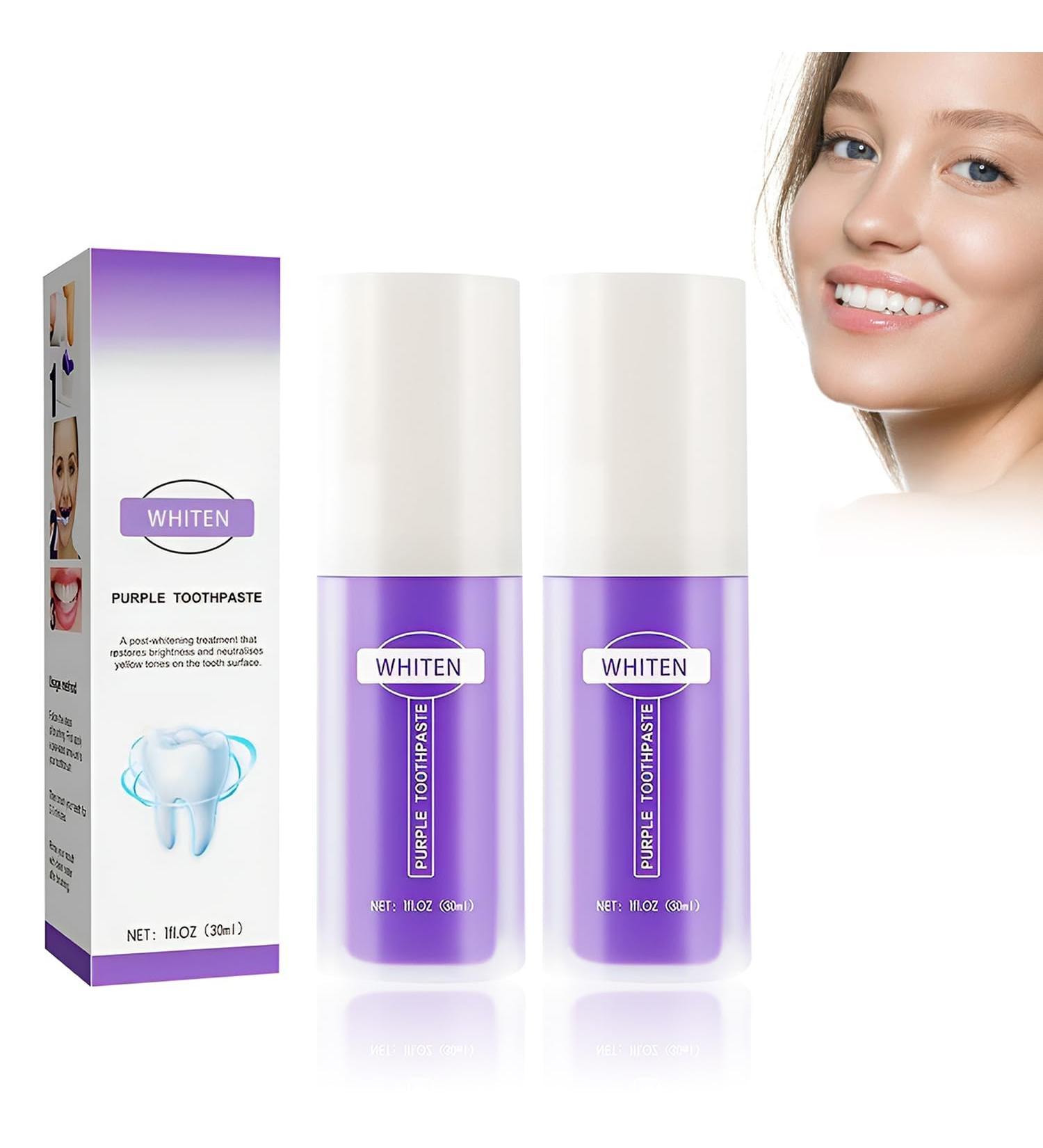 Enhance Your Smile: 2-Piece Purple Teeth Whitening Toothpaste - White Teeth & Yellowing Reduction - Buy Online on GoSupps.com