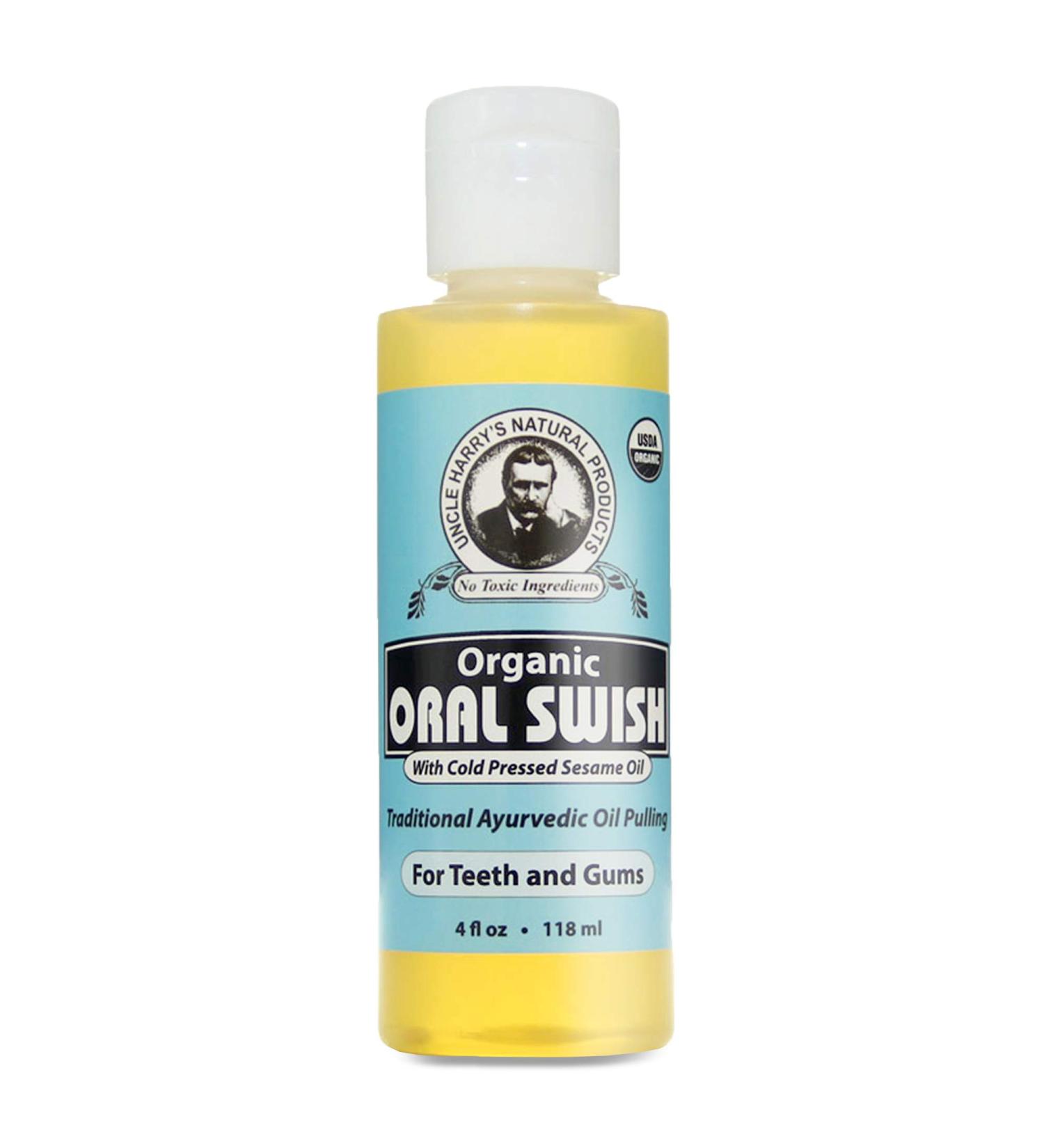 Uncle Harry's Ayurvedic Oral Swish | Sesame Oil with Oregano & Clove | Whitening Mouthwash for Healthy Teeth & Gums (4 oz) - Buy Online on GoSupps.com