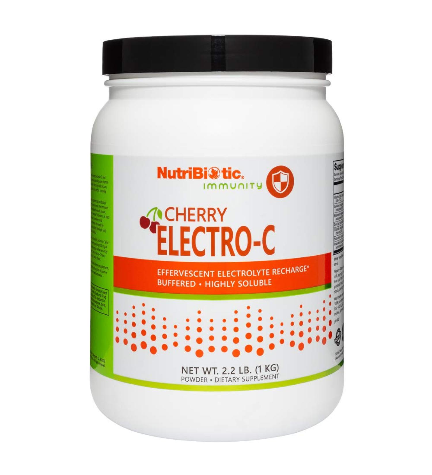 NutriBiotic - Cherry Electro-C Vitamin C & Electrolyte Powder 2.2 Lb | 850 Mg Vitamin C Per Serving | Effervescent Electrolyte Recharge | Buffered & Highly Soluble | Non-GMO & Gluten Free - Buy Online on GoSupps.com