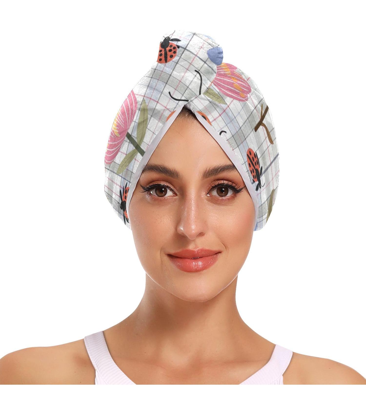 Super Absorbent Flower Hair Towels - 2 Pack Quick Dry Turbans for Women & Girls - Buy Online on GoSupps.com
