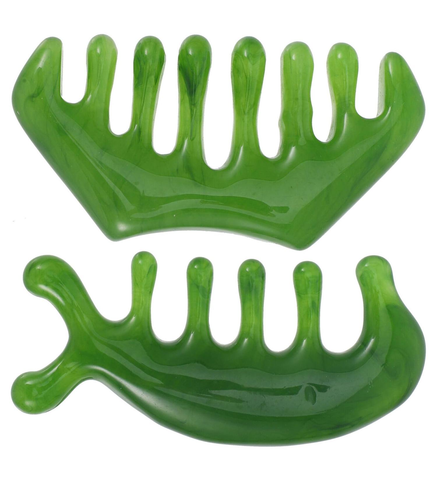Clispeed Jade Gua Sha Comb Set - 2pcs Wide Tooth Manual Scalp Massager for Relaxation & Hair Care | International Shipping - Buy Online on GoSupps.com