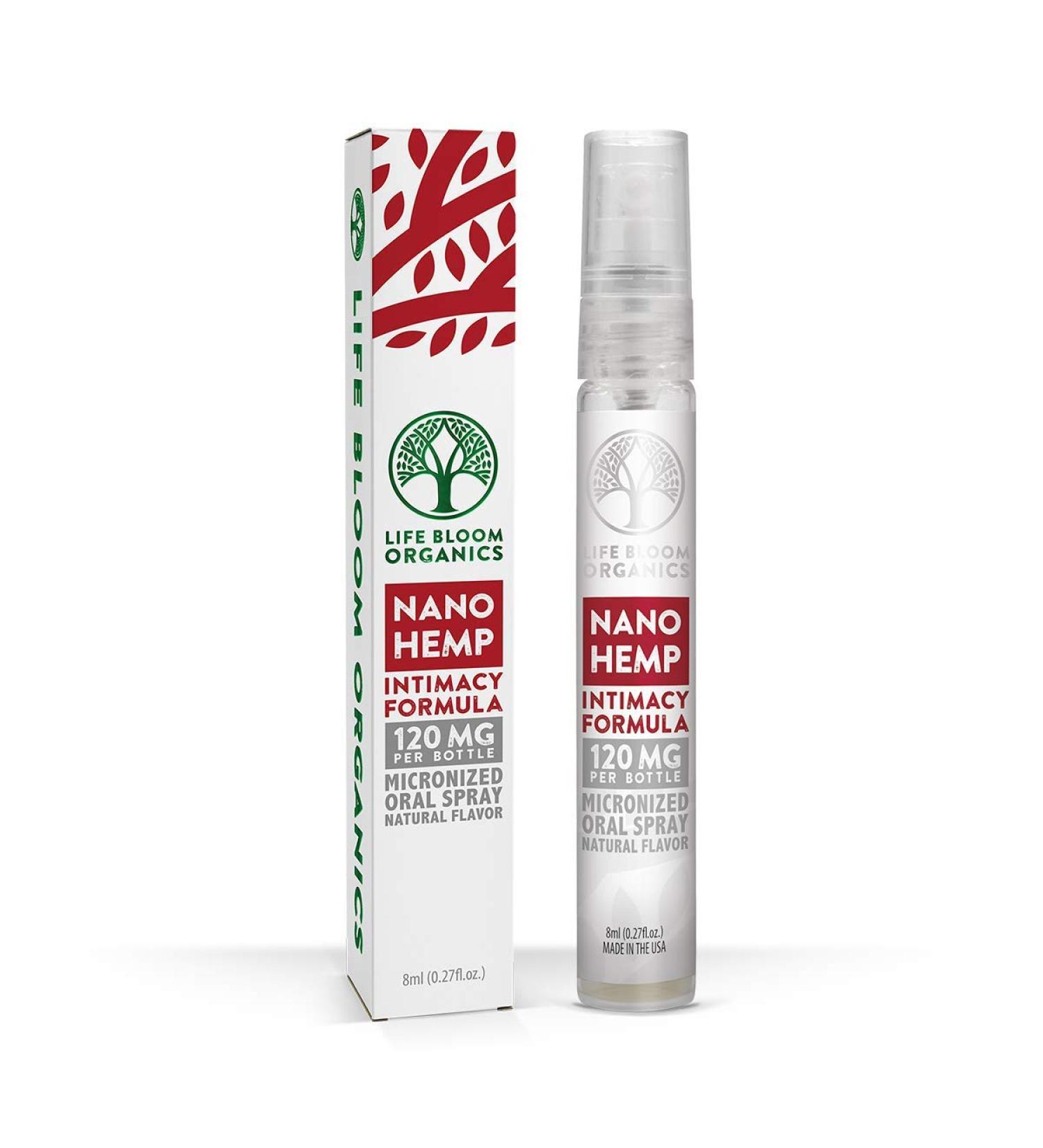 Life Bloom Organics - Premium Nano Hemp Intimacy Spray Formula - 120 mg per Bottle - Micronized Oral Spray - Natural Flavor